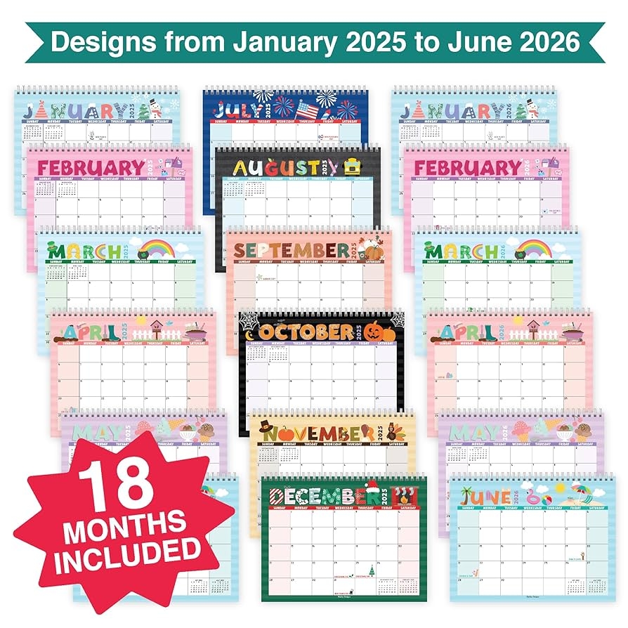 Amazon Hadley Designs Small Desk Calendar 2025 2026 Standing Flip 18 Month Flip Calendar For Desk Ideal For Office Home Classroom Cute Monthly Designs Compact Sturdy Doodle Office Products