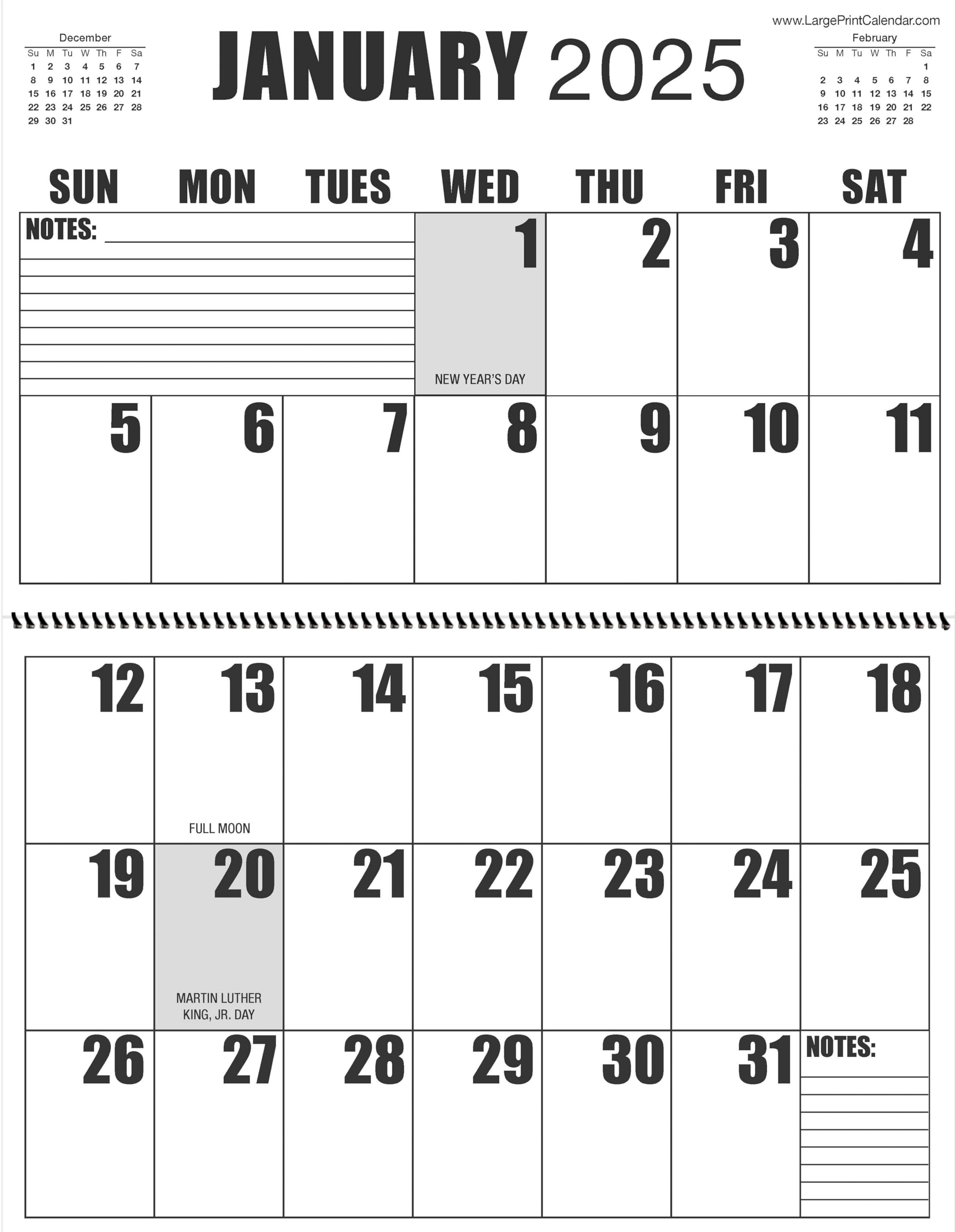 Amazon Jumbo Large Print 2025 Wall Calendar 13 months January 2025 To January 2026 It Measures 17 Wide X 22 In Length When Open Office Products