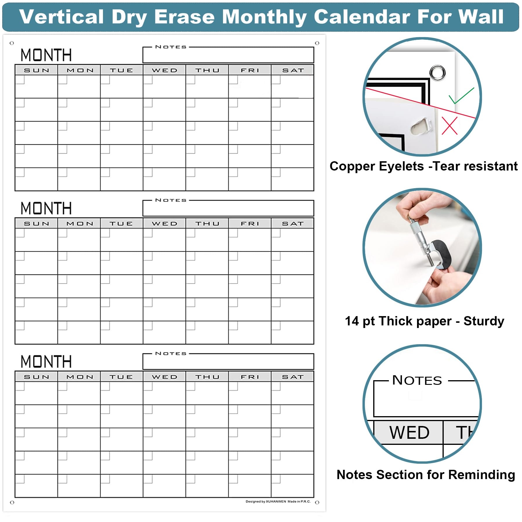 Amazon Large 3 Month Dry Erase Calendar For Wall 36x24 Inch Jumbo Undated Three Month Whiteboard Calendar For Medium Office Giant Reusable Laminated 90 Days Vertical Wall Planner Poster For Home School Office Products