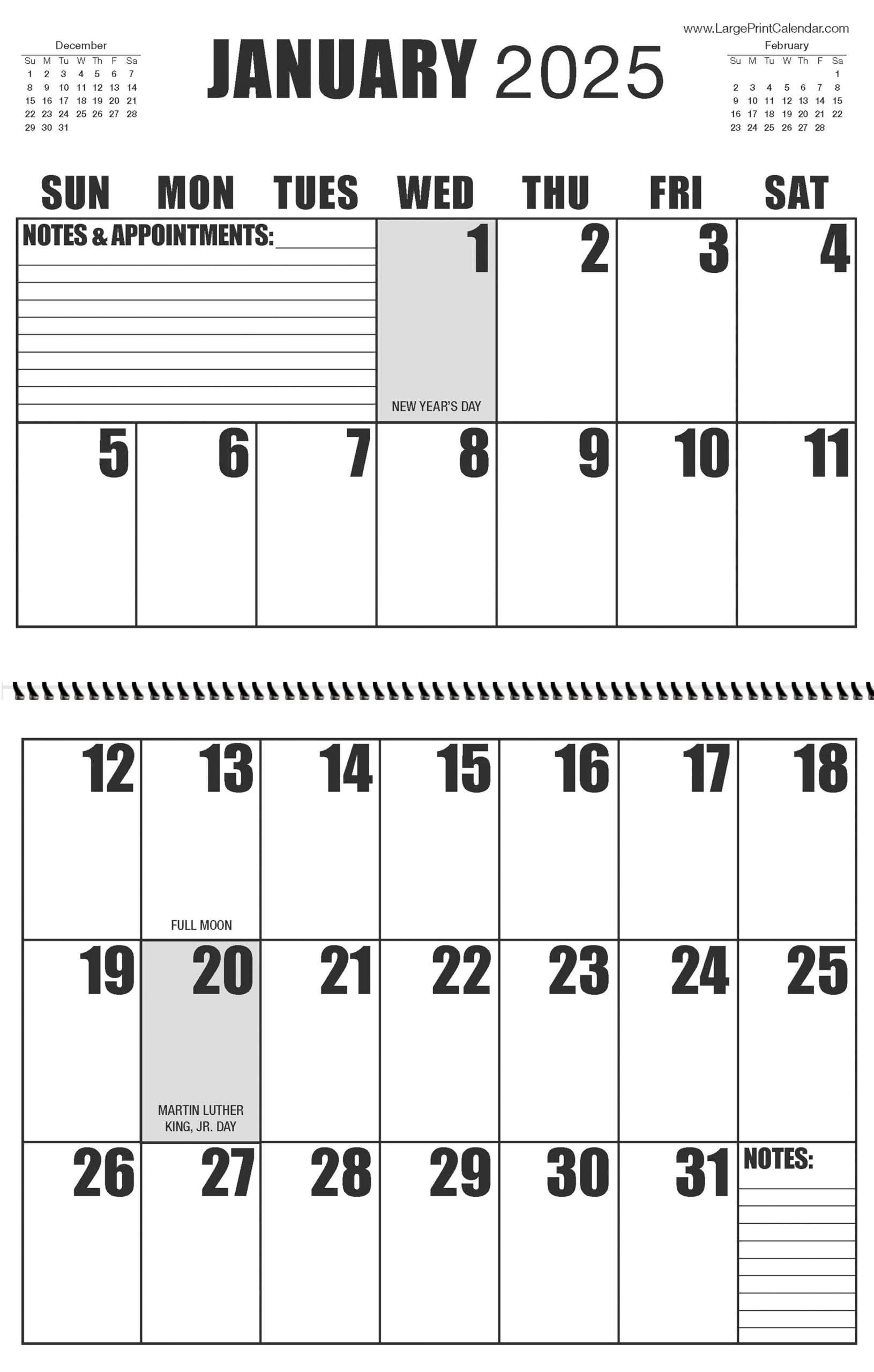 Amazon Large Print Wall Calendar 2025 Letter Size Office Products