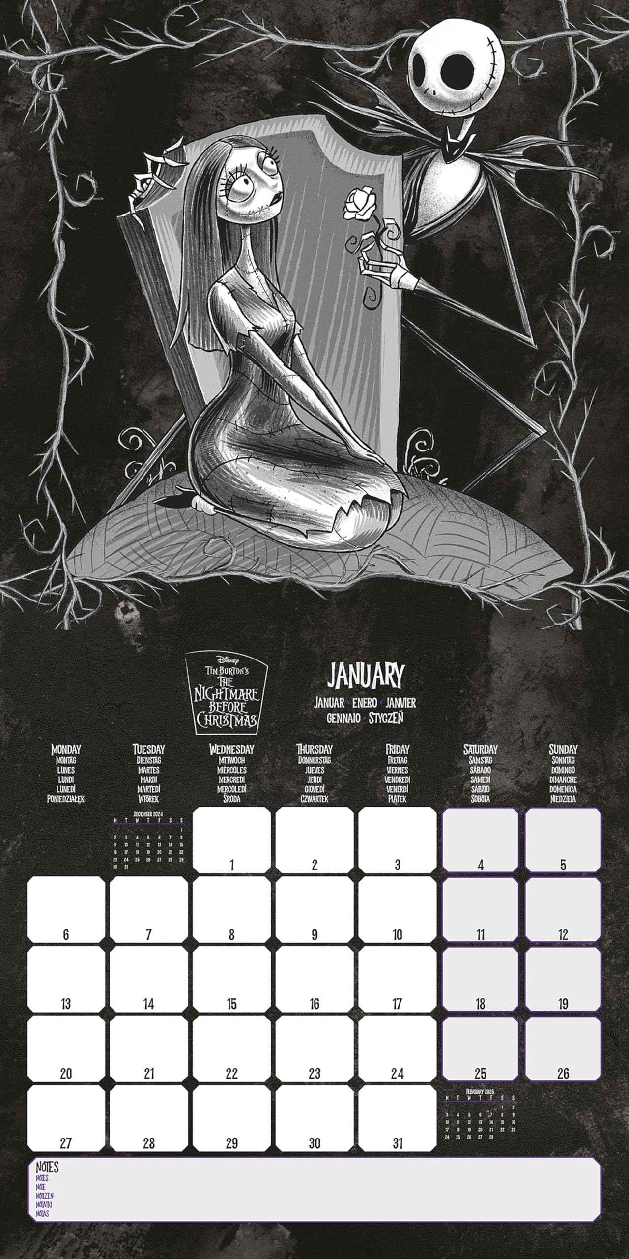 Amazon Pyramid International The Nightmare Before Christmas 2025 Calendar Disney Tim Burton 16 Month Planner Iconic Characters Large Grid Office Products