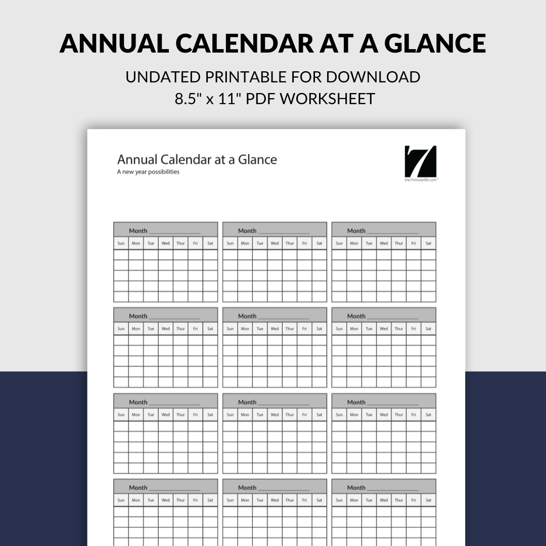 Annual Calendar At A Glance The 7 Minute Life