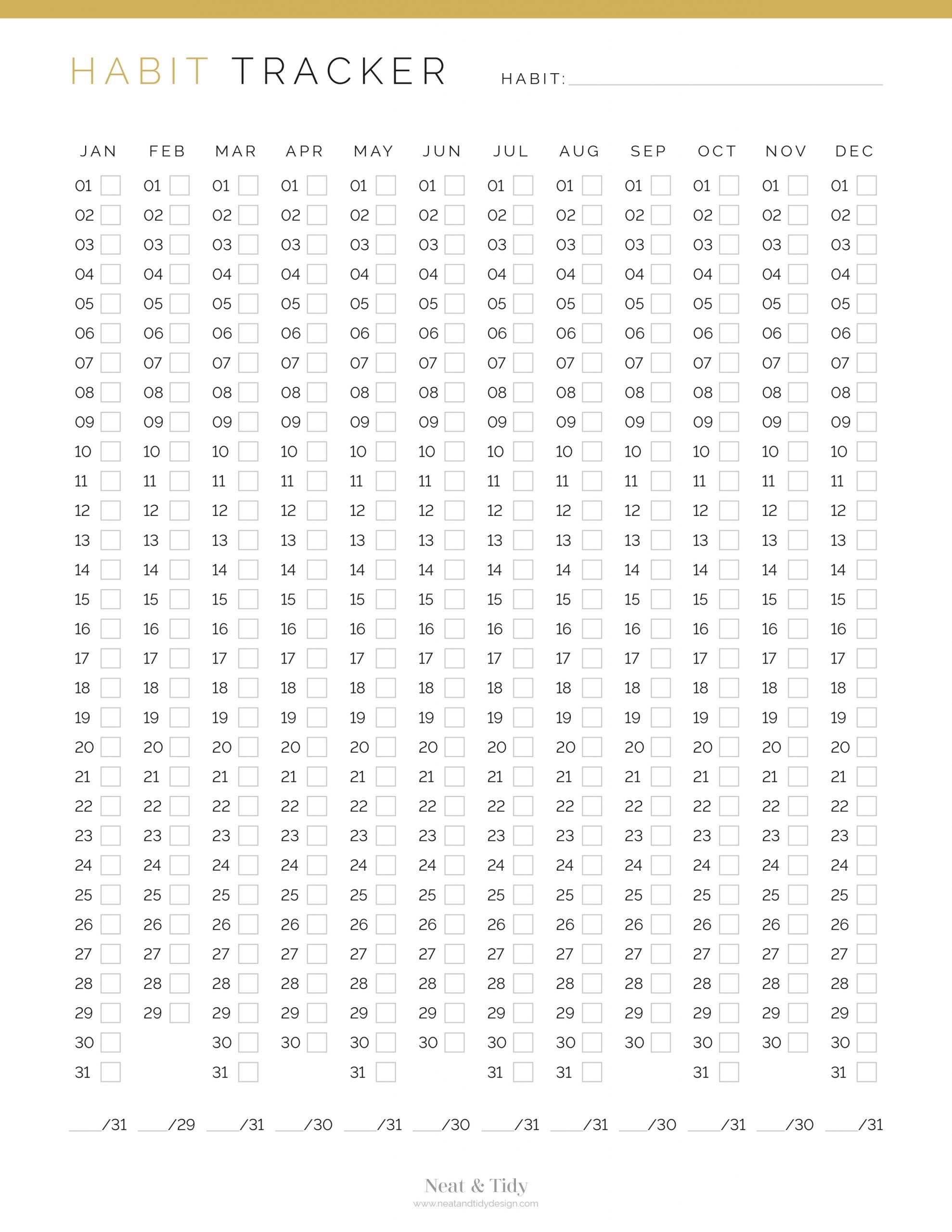 Habit Tracker Calendar Printable