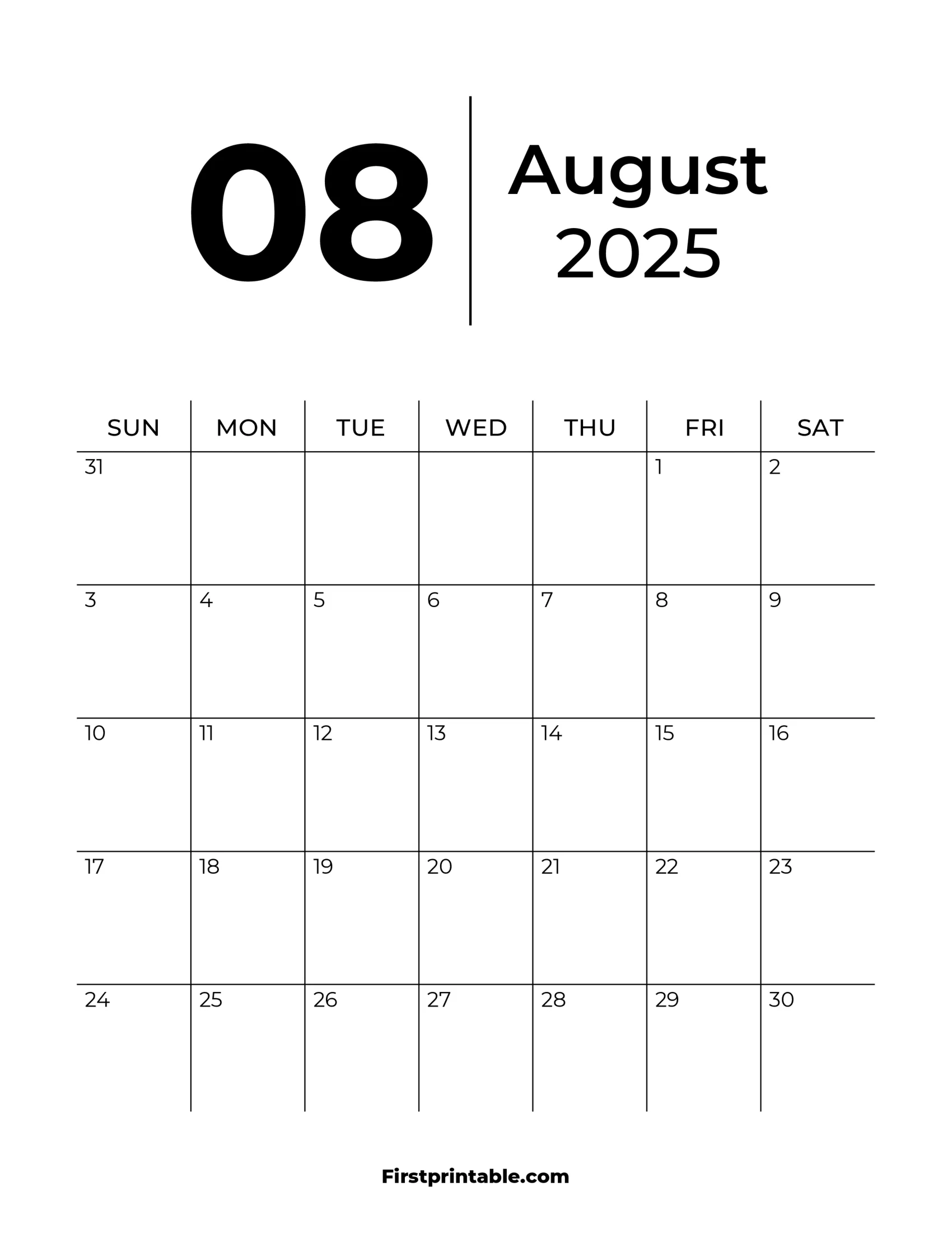 August 2025 Calendars Free Printable U0026 Fillable