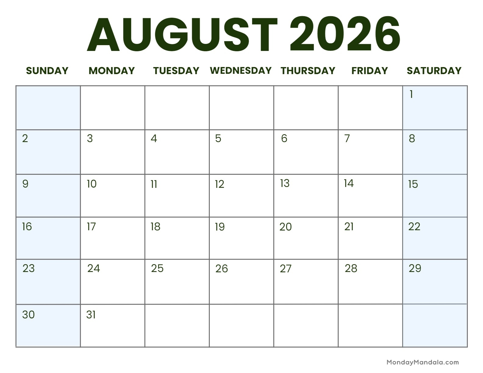 August 2026 Calendars 52 Free PDF Printables 