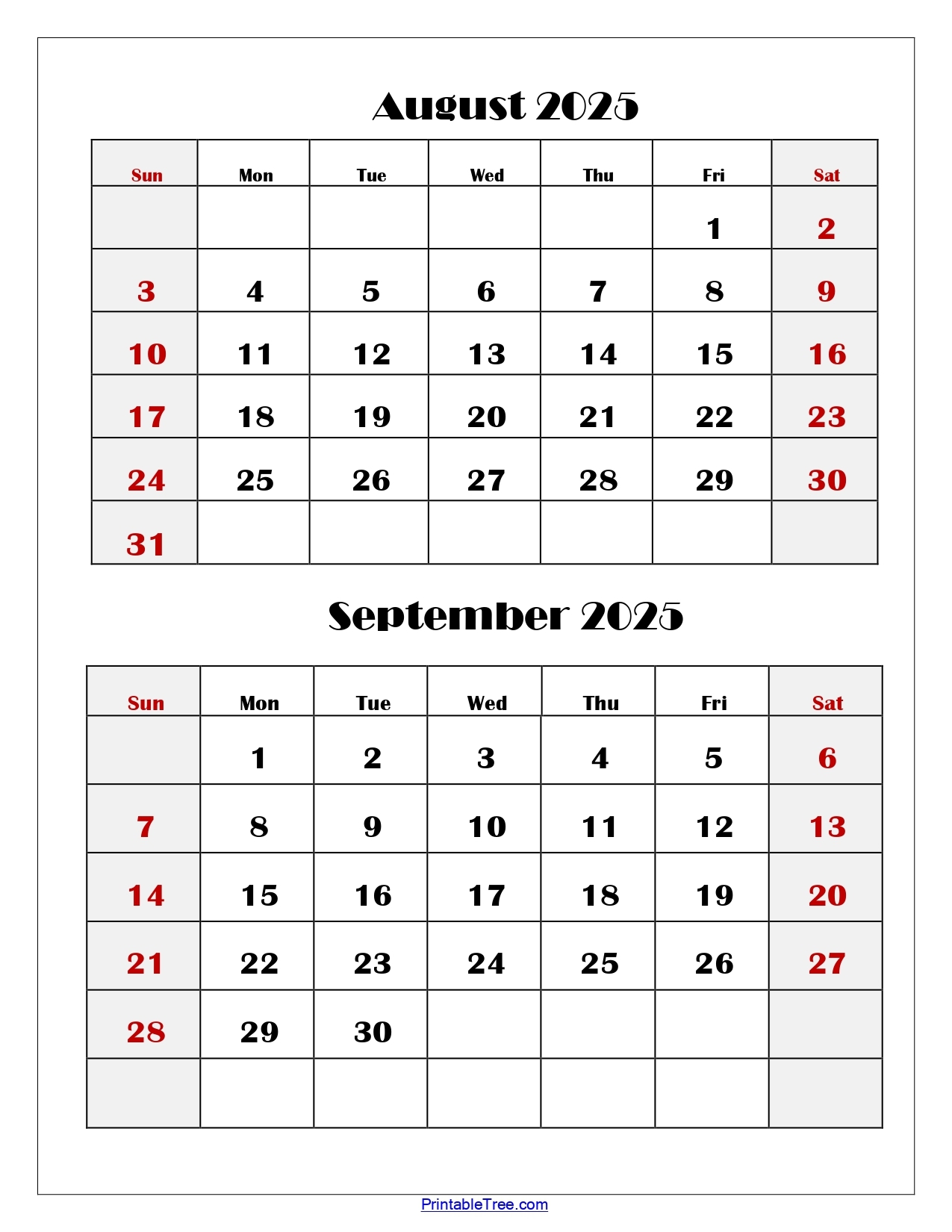 Calendar Printable September 2025
