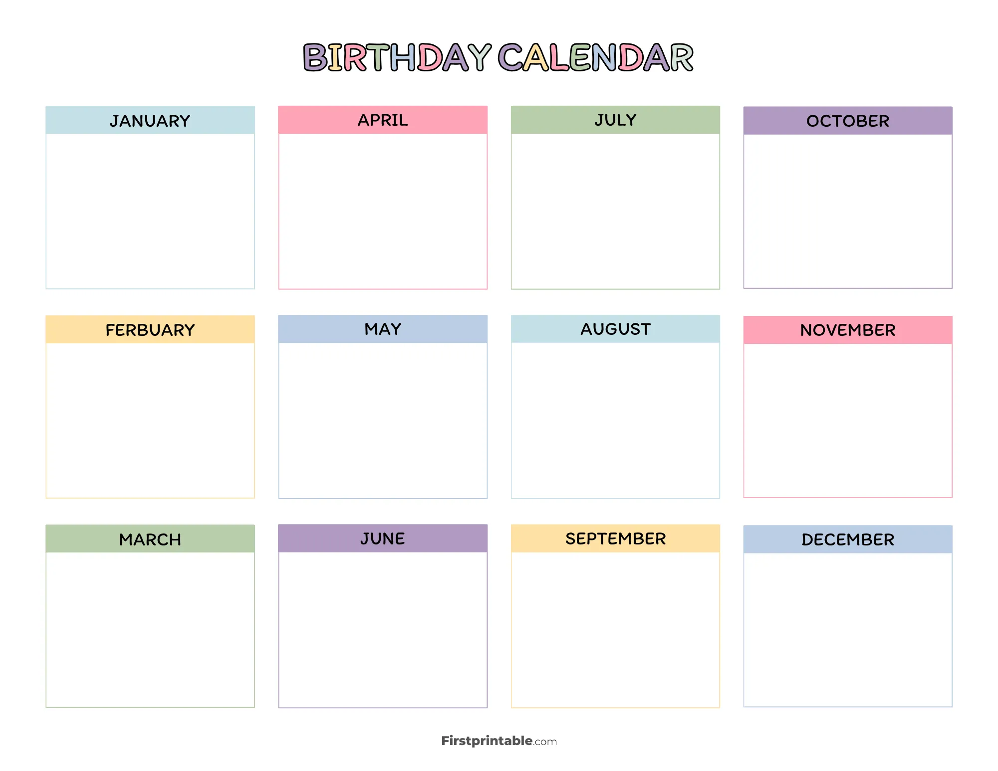 Birthday Calendar 30 Free Templates