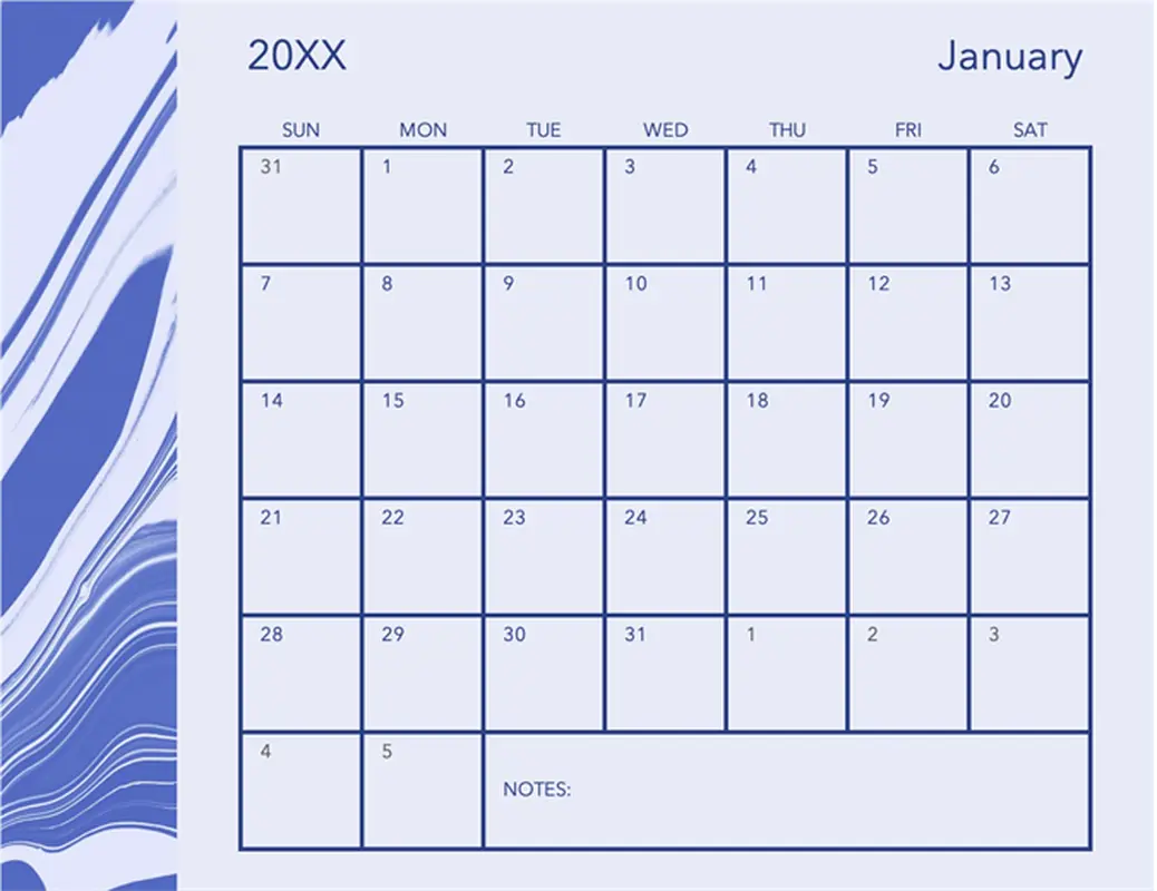 Microsoft Word Printable Calendar