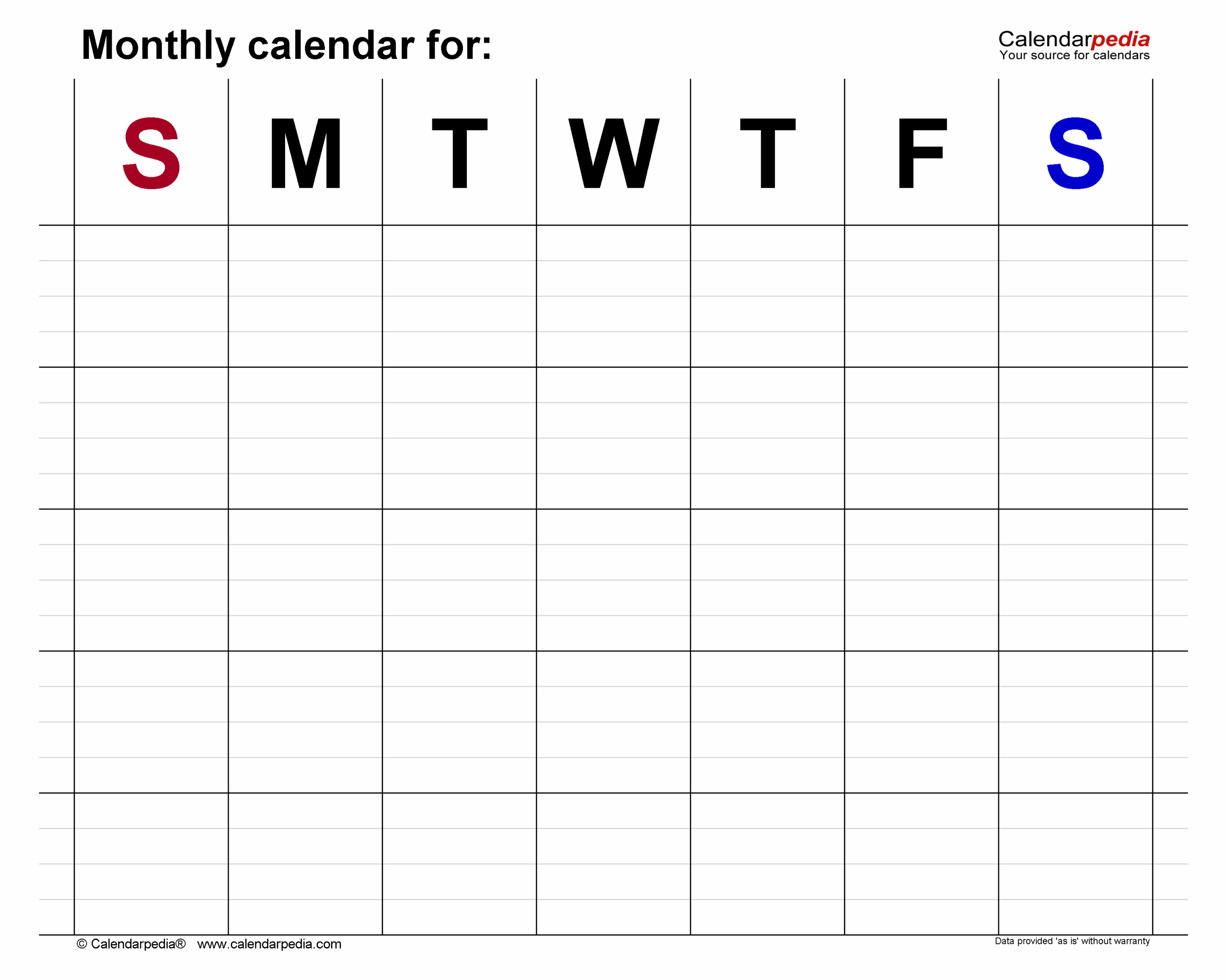 Blank Monthly Calendars In PDF Format 22 Templates