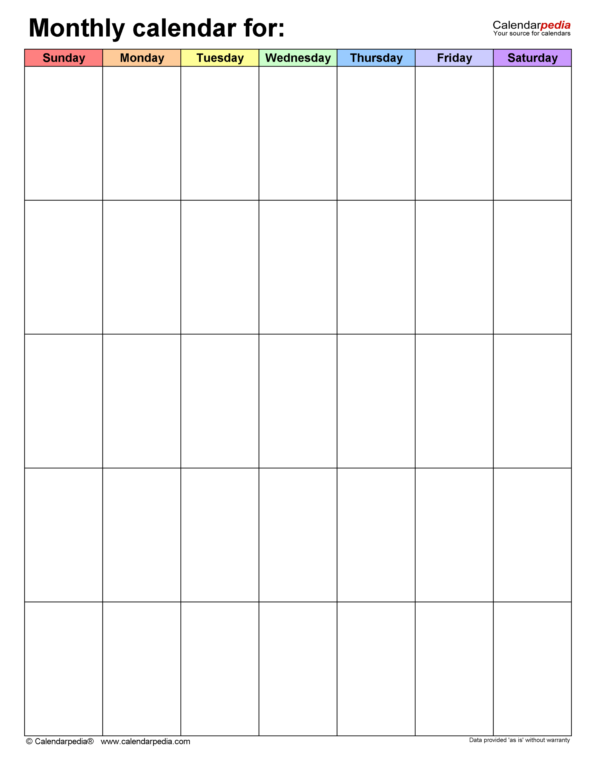 Free Blank Printable Monthly Calendar