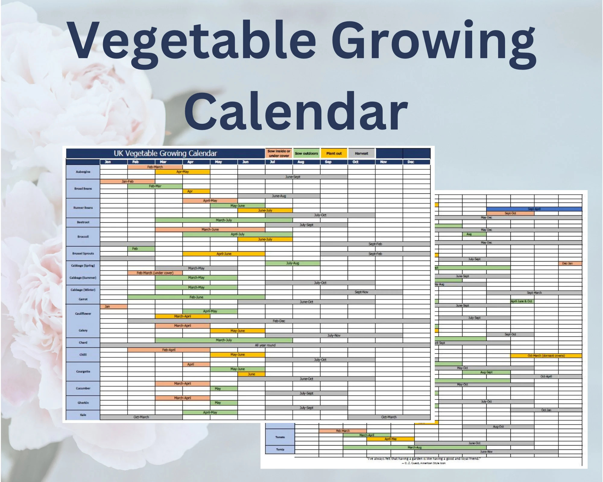 Printable Vegetable Planting Calendar