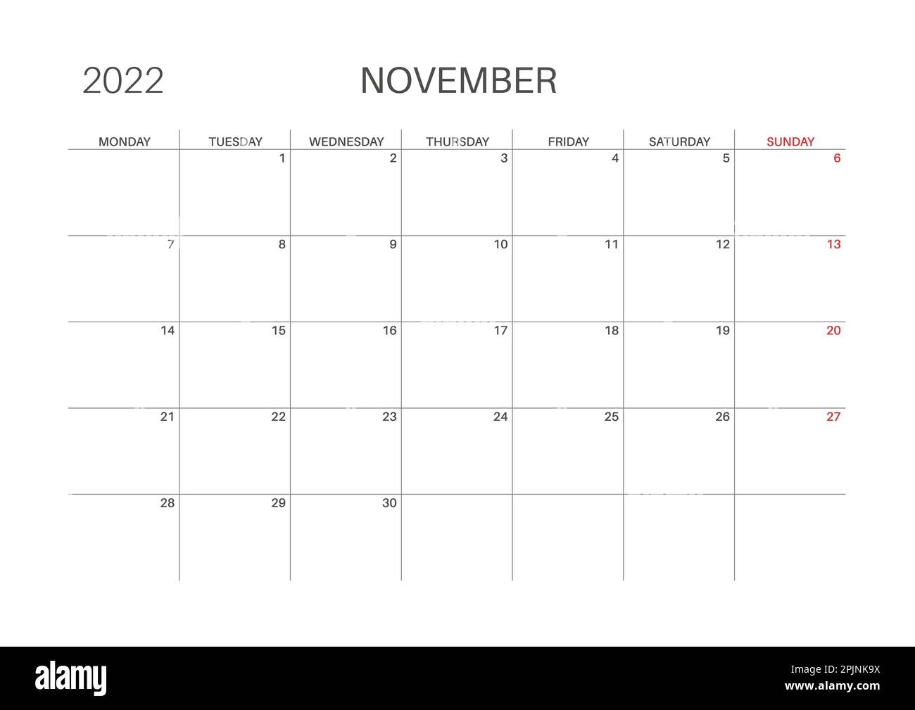 November Blank Calendar Printable