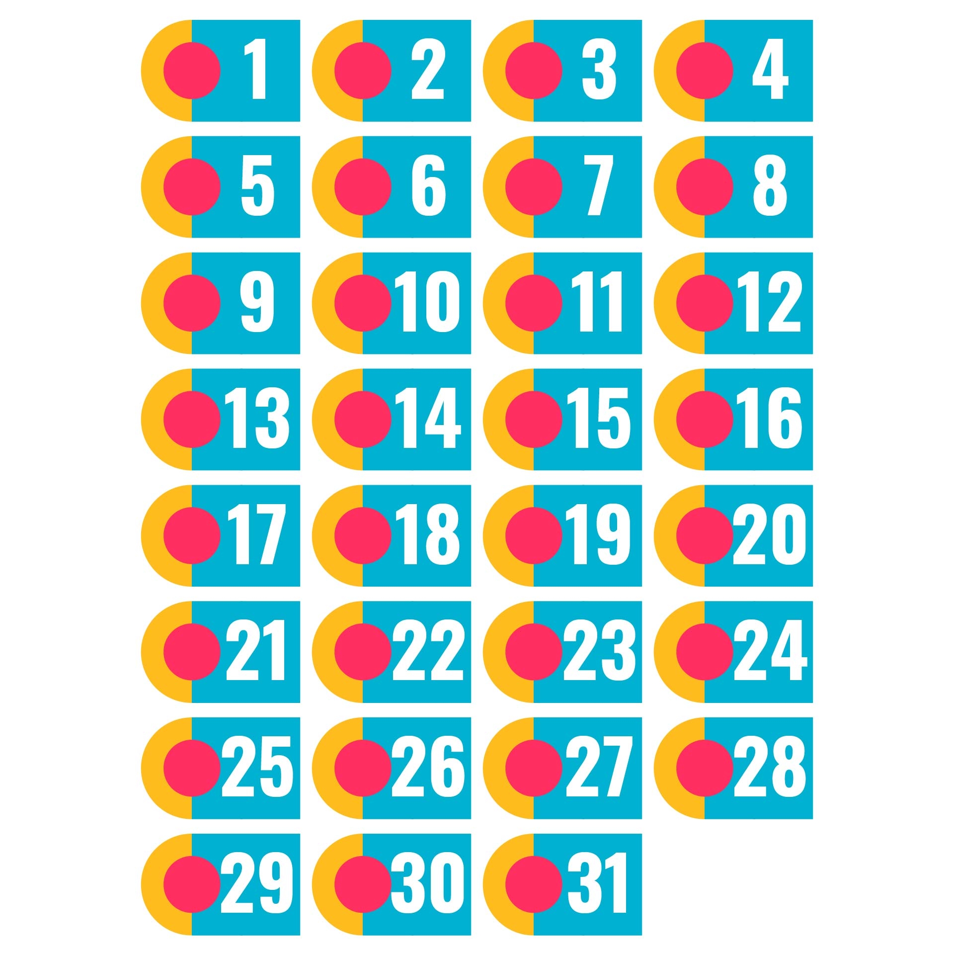Calendar Numbers 1 31 10 Free PDF Printables Printablee