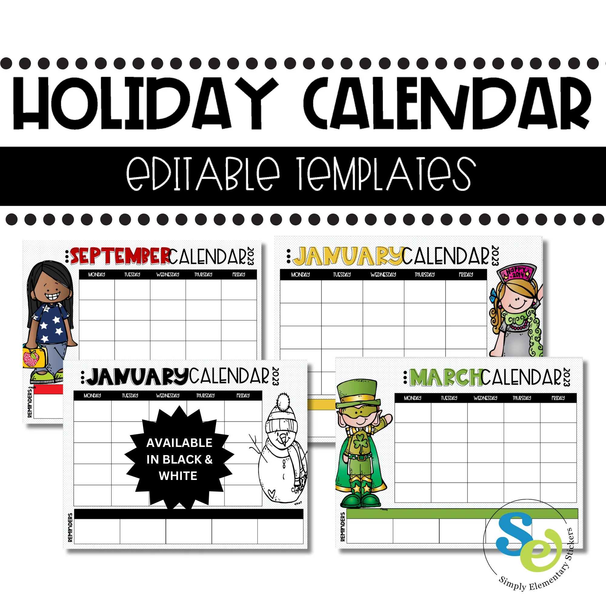 Classroom Editable Monthly Printable Calendar Templates Back To School Google Slides Instant Download Holiday Calendar Etsy