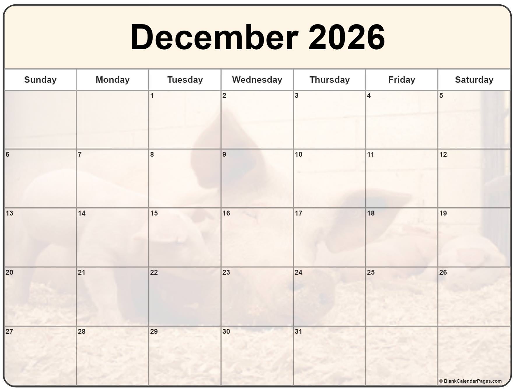 Collection Of December 2026 Photo Calendars With Image Filters 