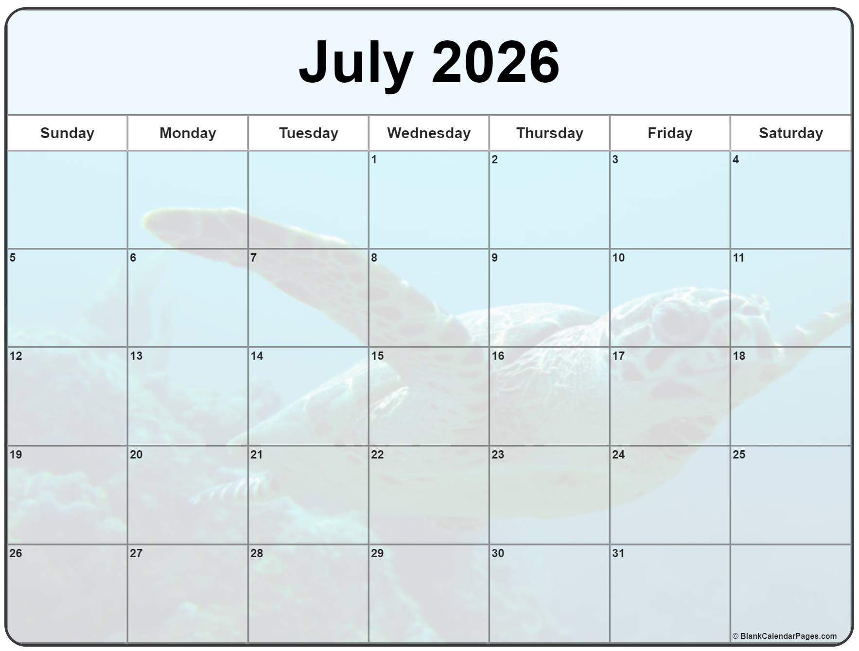 Collection Of July 2026 Photo Calendars With Image Filters 