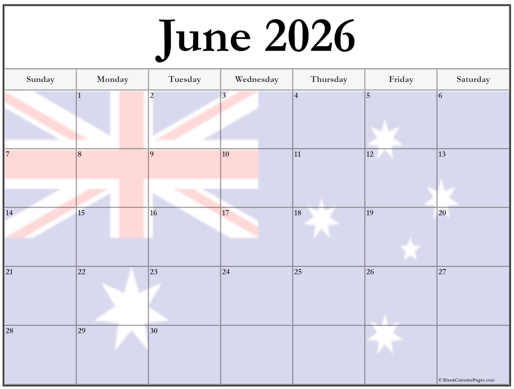 Collection Of June 2026 Photo Calendars With Image Filters 