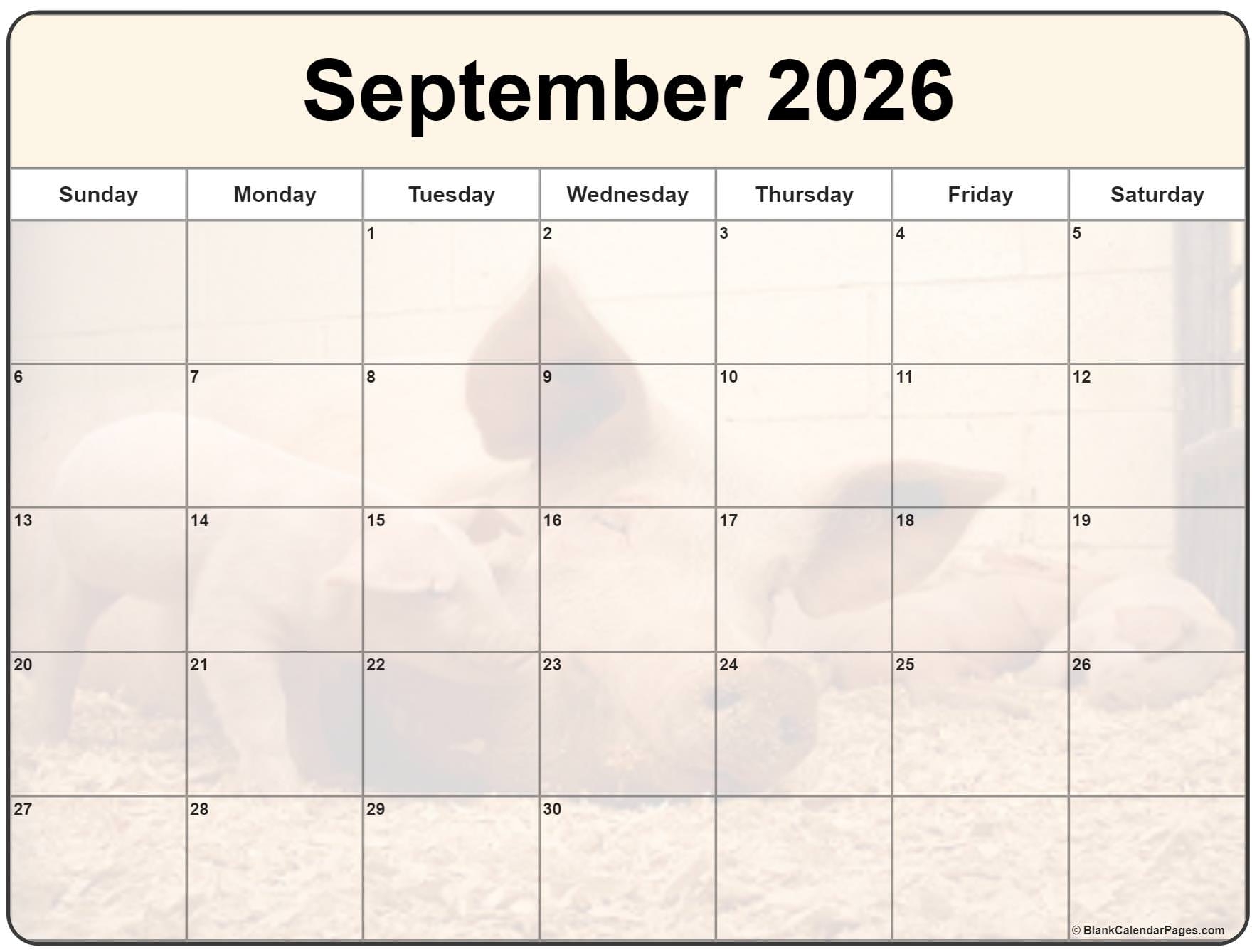 Blank Calendar 2026 September Printable