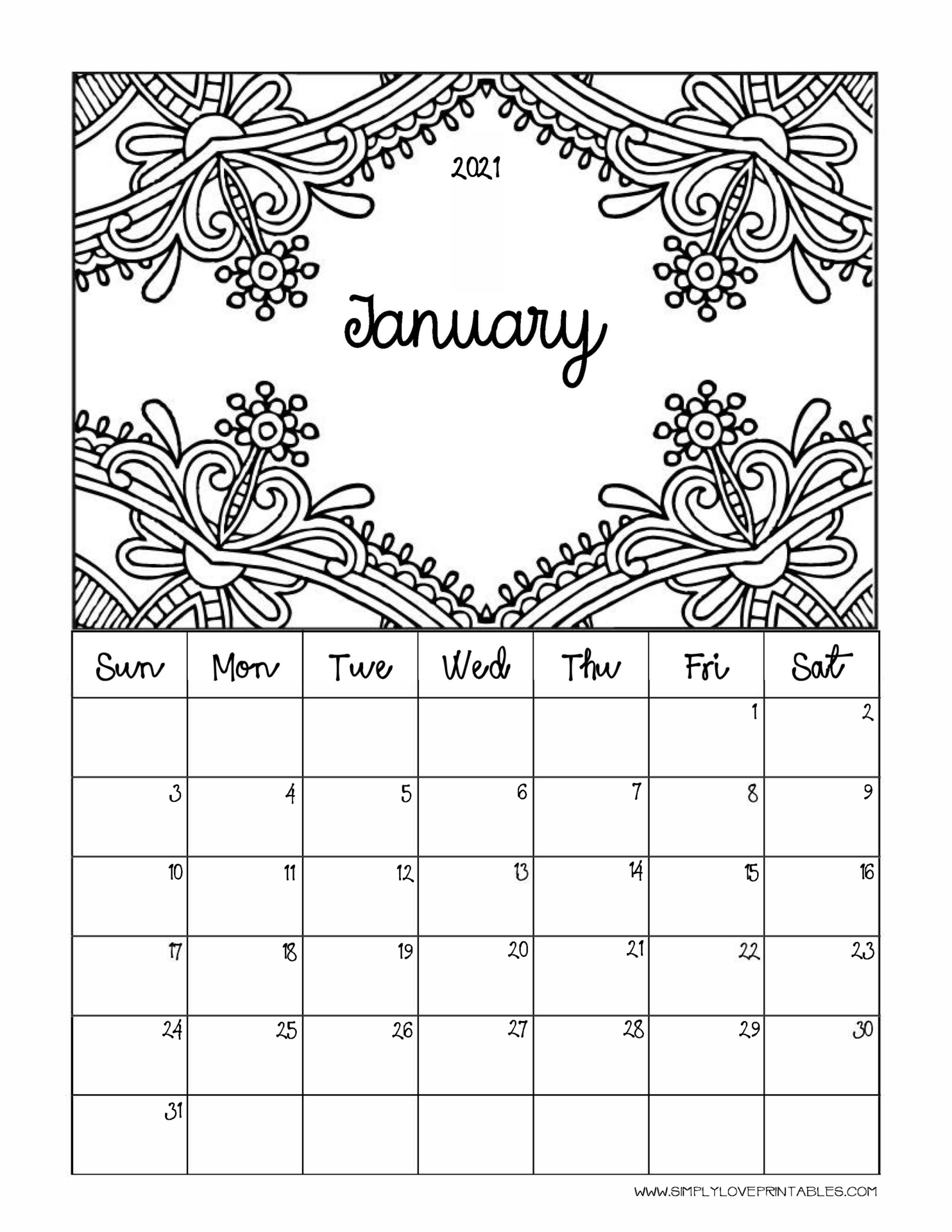 Coloring Calendar For Adults Archives Simply Love Printables