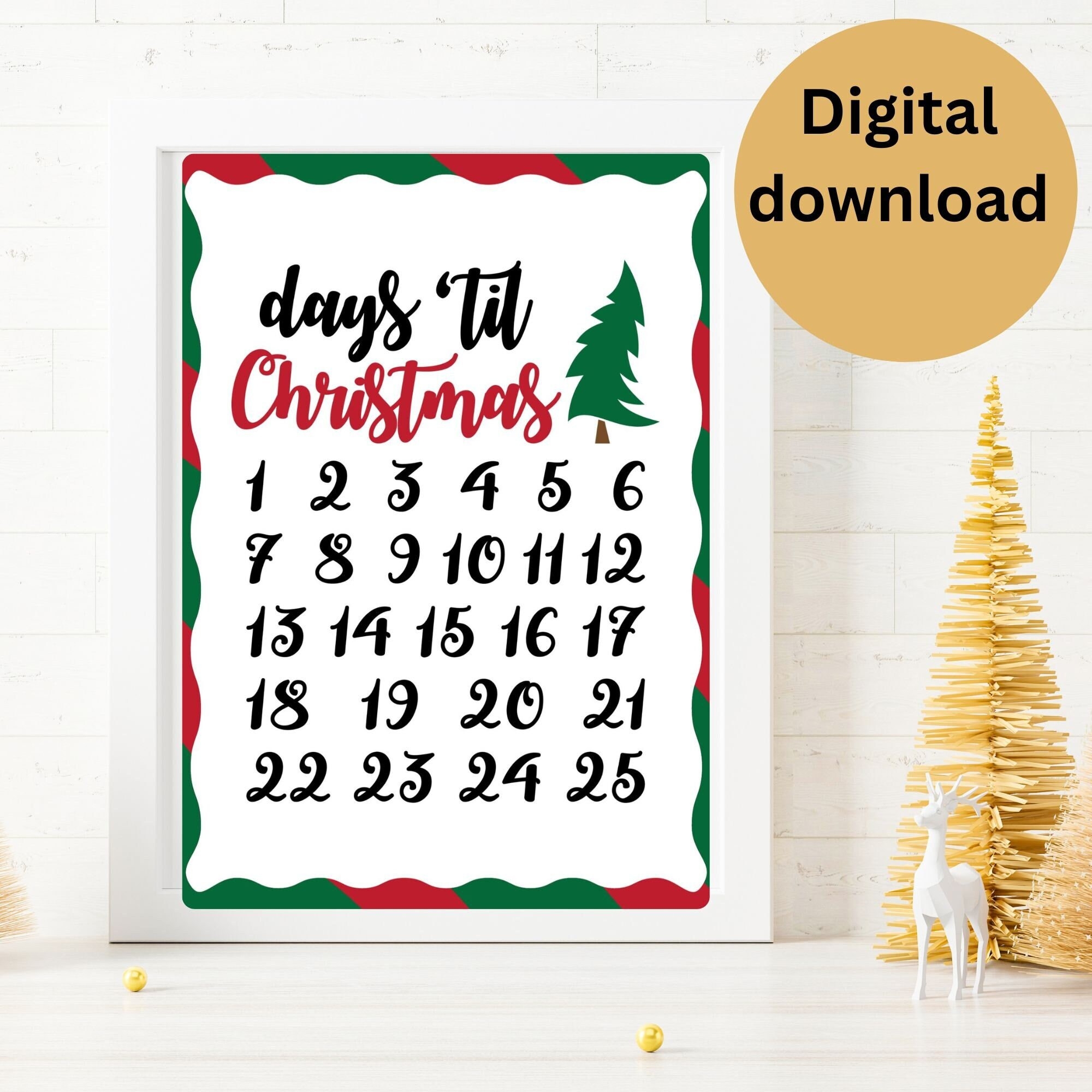 Countdown To Christmas Printable Advent Calendar DIY Festive Fun Holiday Countdown December Activities Festive Calendar Family Traditions Etsy
