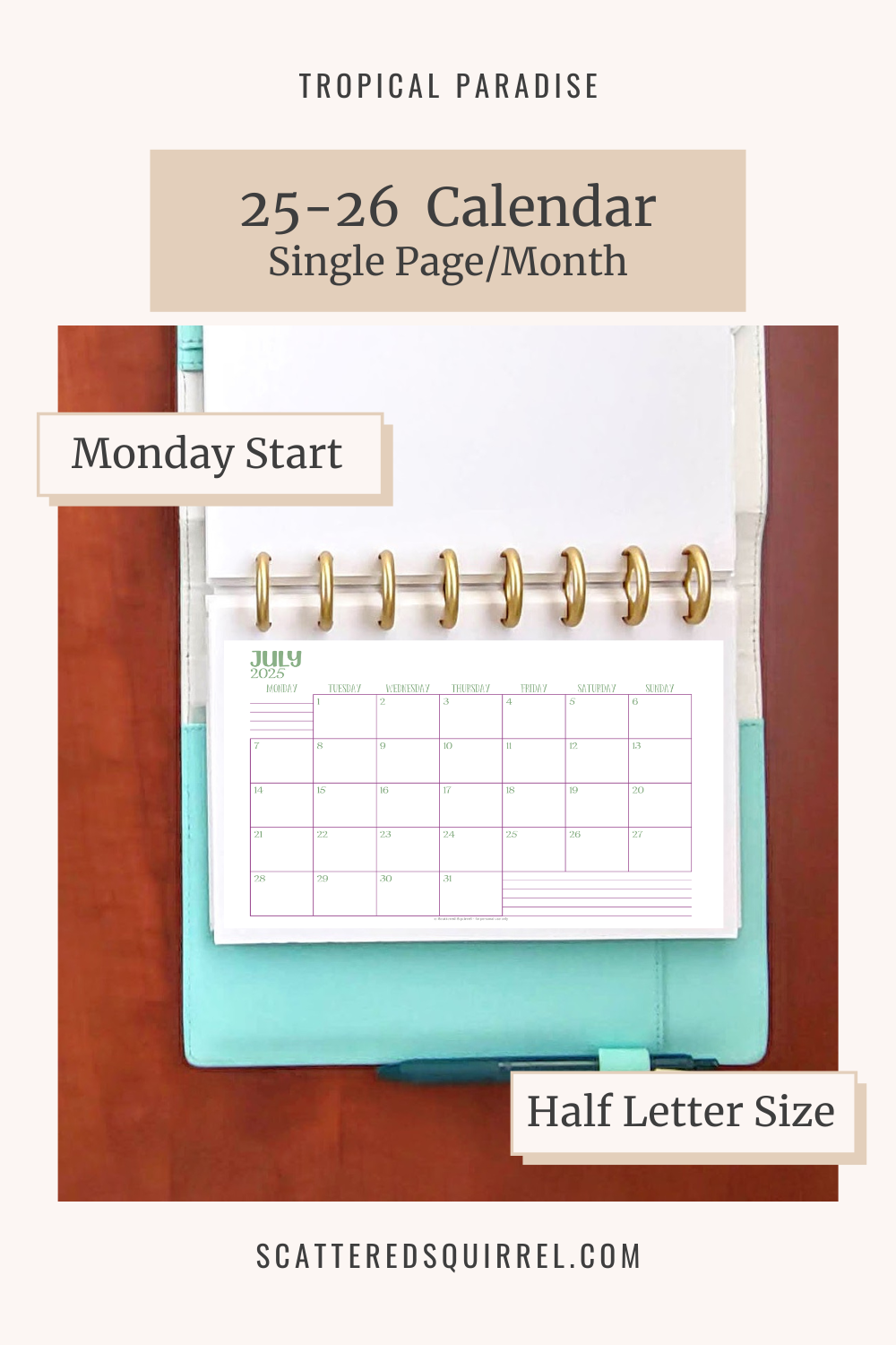Dated Calendars Scattered Squirrel