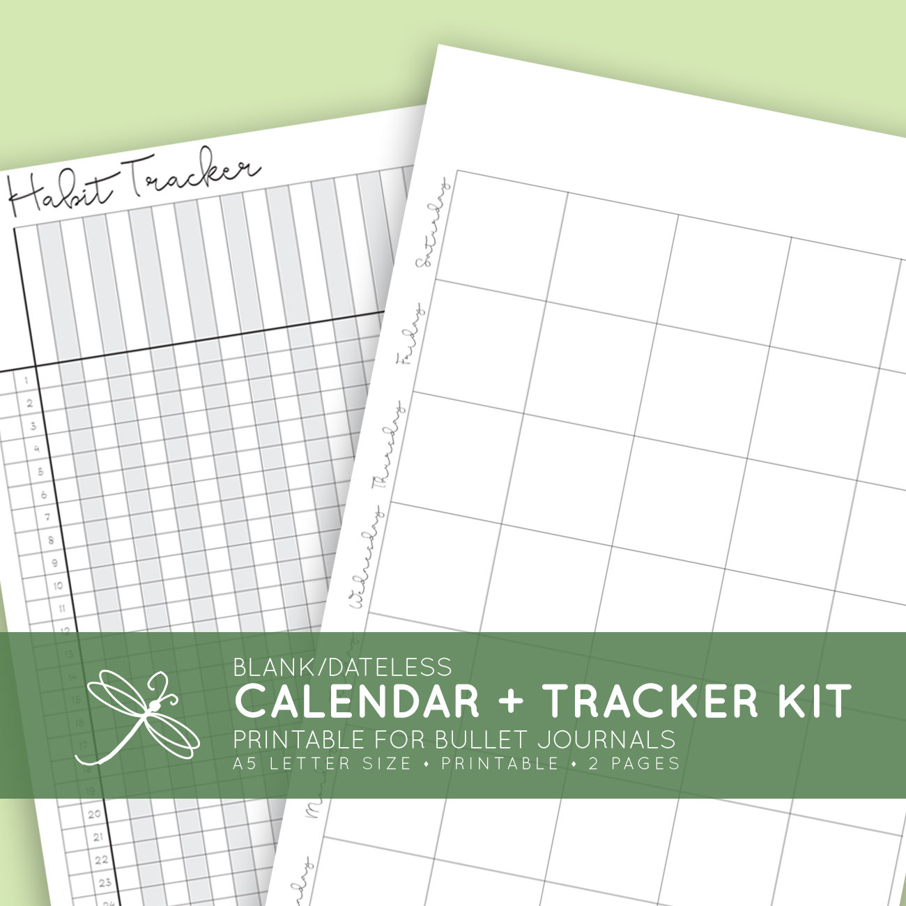 Dateless Monthly Printable Calendar Habit Tracker Kit Laura Kinker