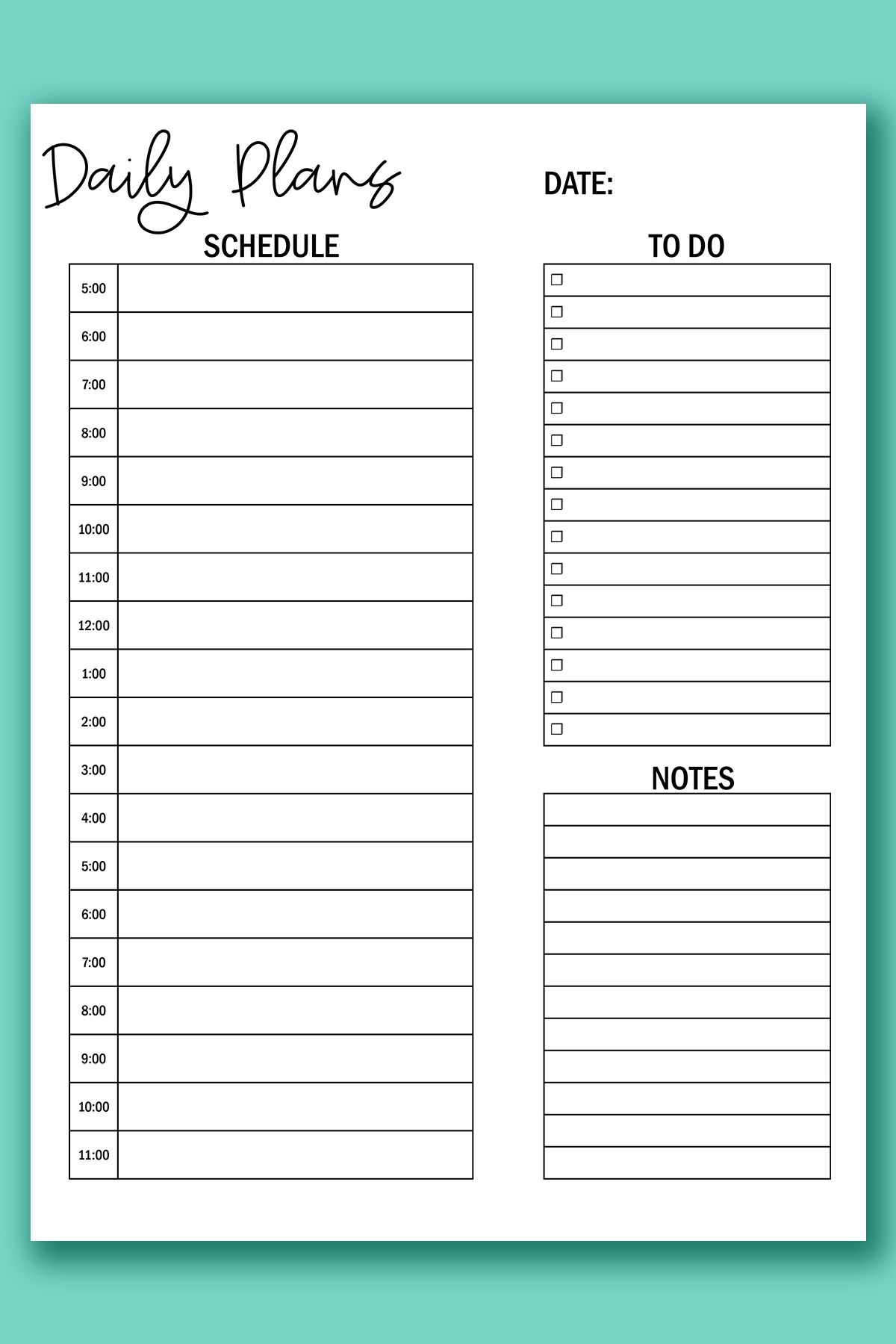 Day Planner Printable Printable Party Favors
