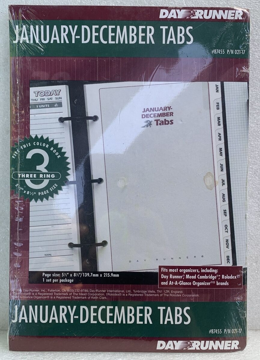 Day Runner Planner 87455 Refill January December Tabs Franklin Mead 3 Ring EBay