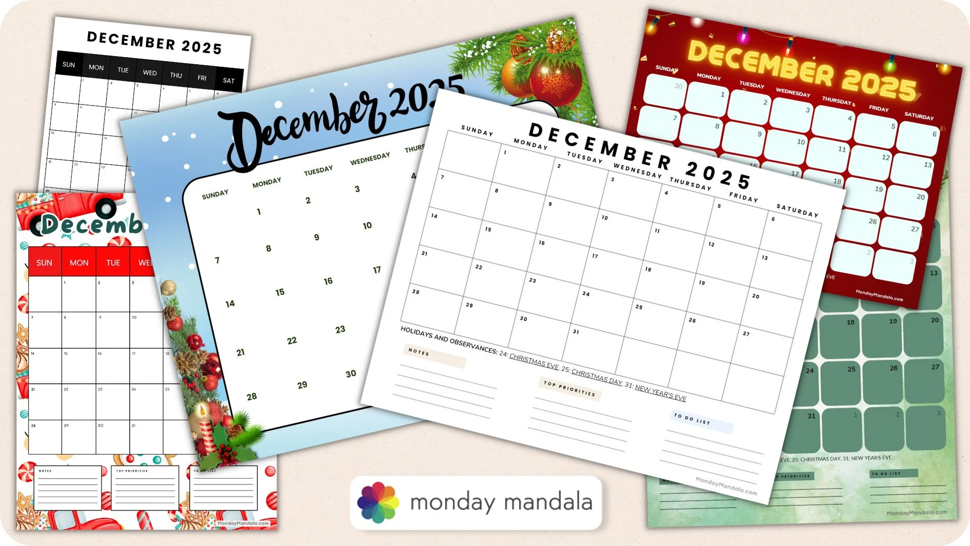 Free December Printable Calendar 2025