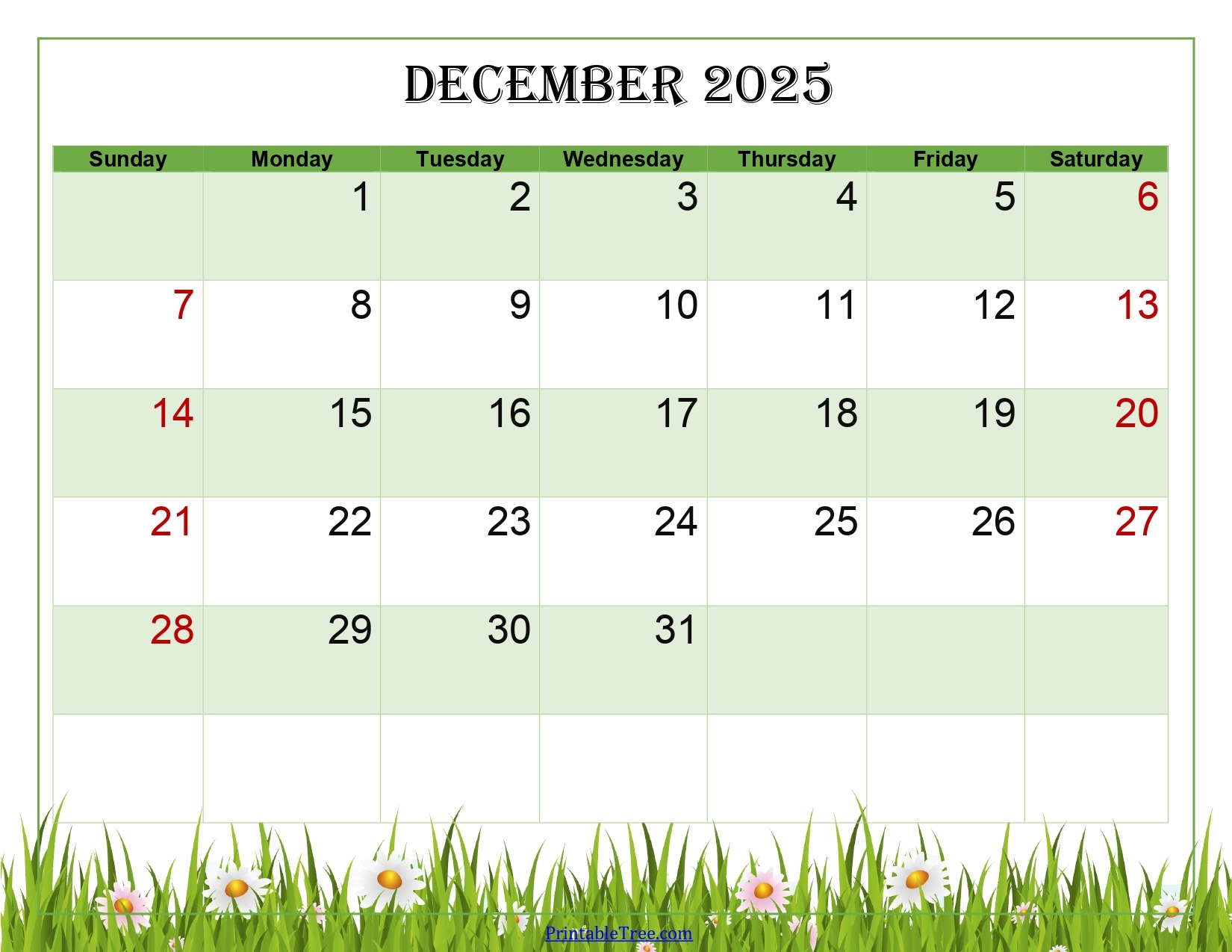 December 2025 Advent Calendar Printable