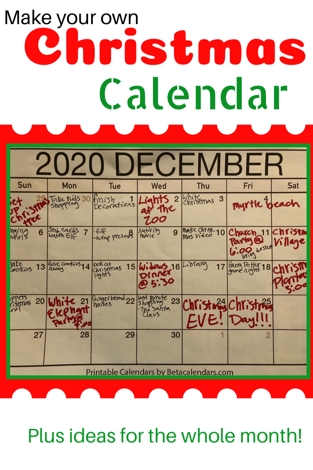 December Holiday Calendar Personalized Try It Sisters