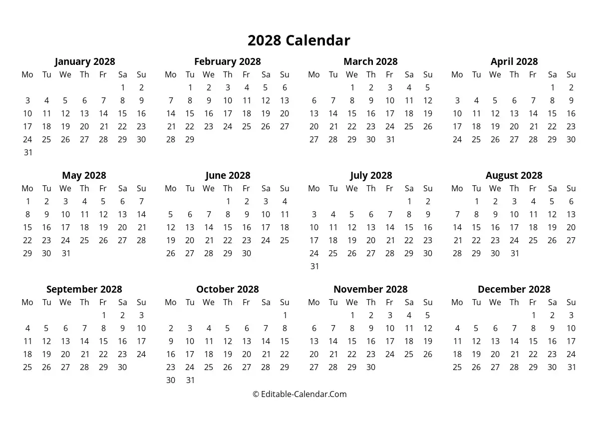 Printable Calendar Fillable