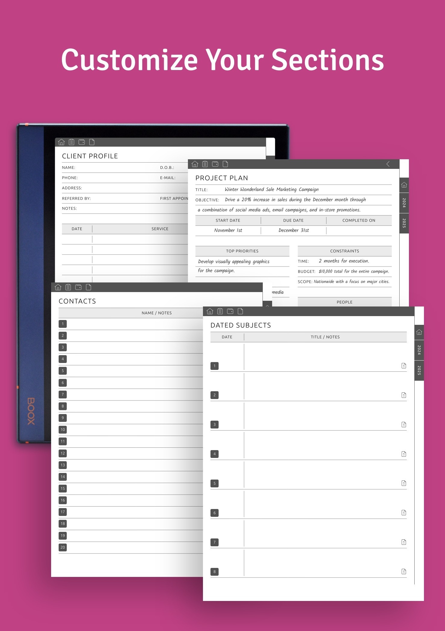 Download Monthly Calendar 2025 2030 PDF For ONYX BOOX Note Air