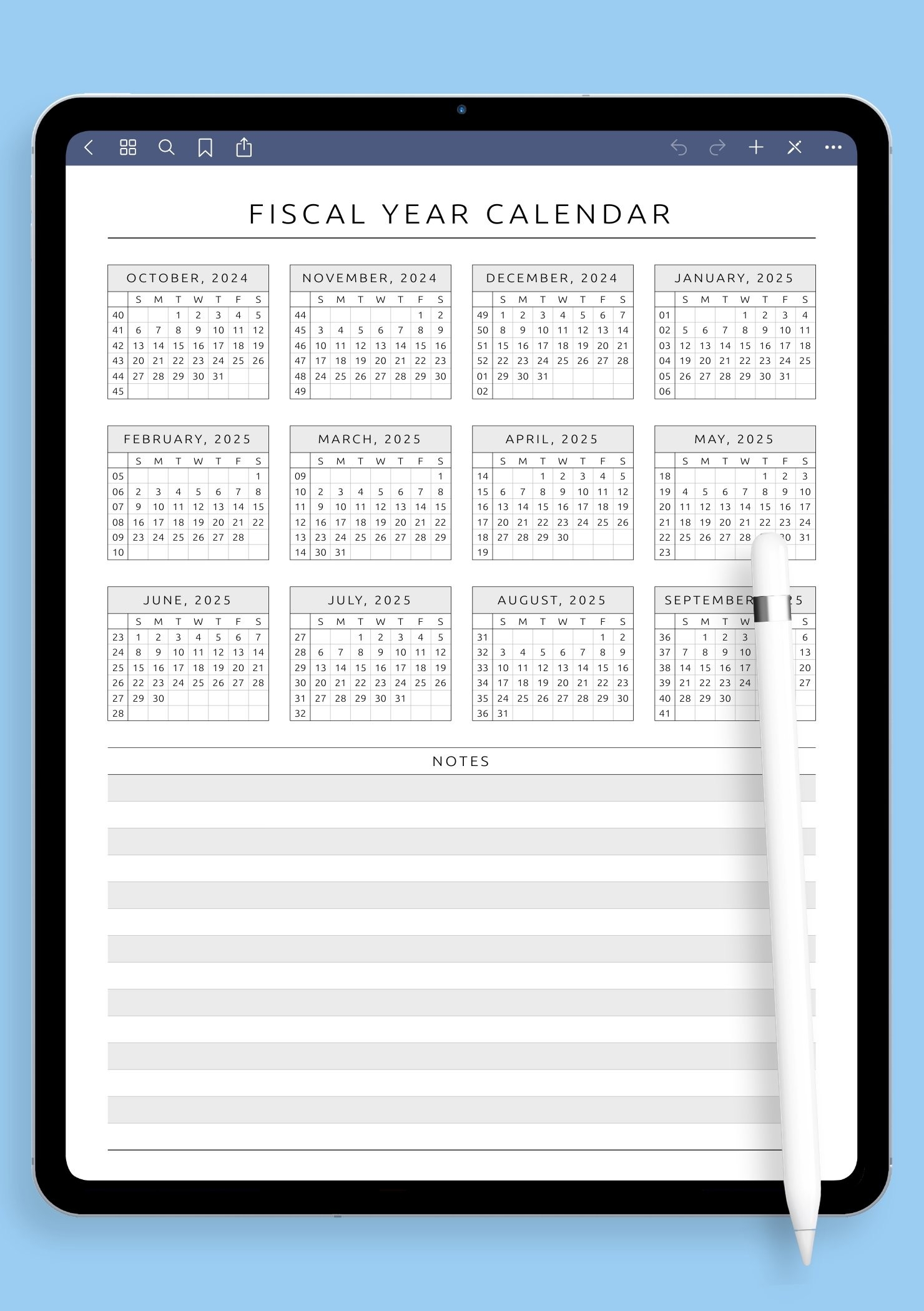 Year Calendar Blank Printable