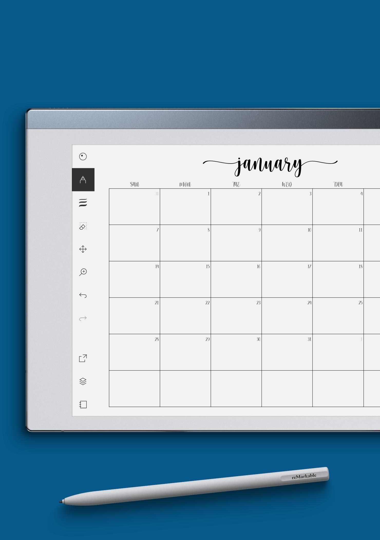 Download Printable Original Monthly Calendar PDF