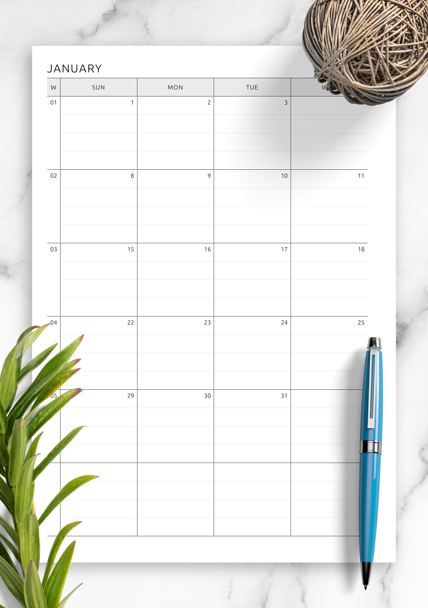 Free Printable Lined Monthly Calendar 2025
