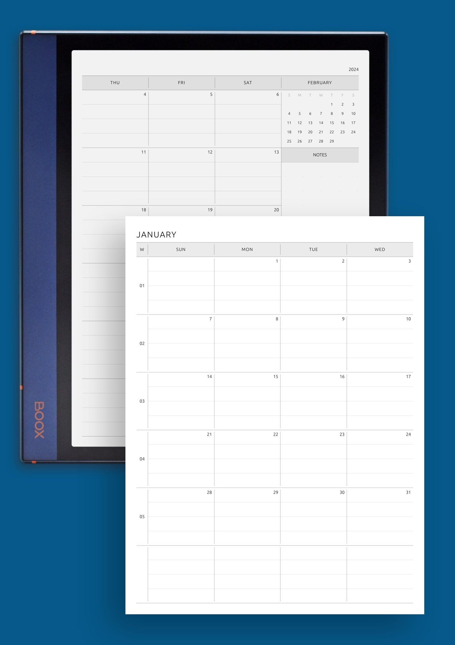 Download Printable Two Page Lined Monthly Calendar PDF