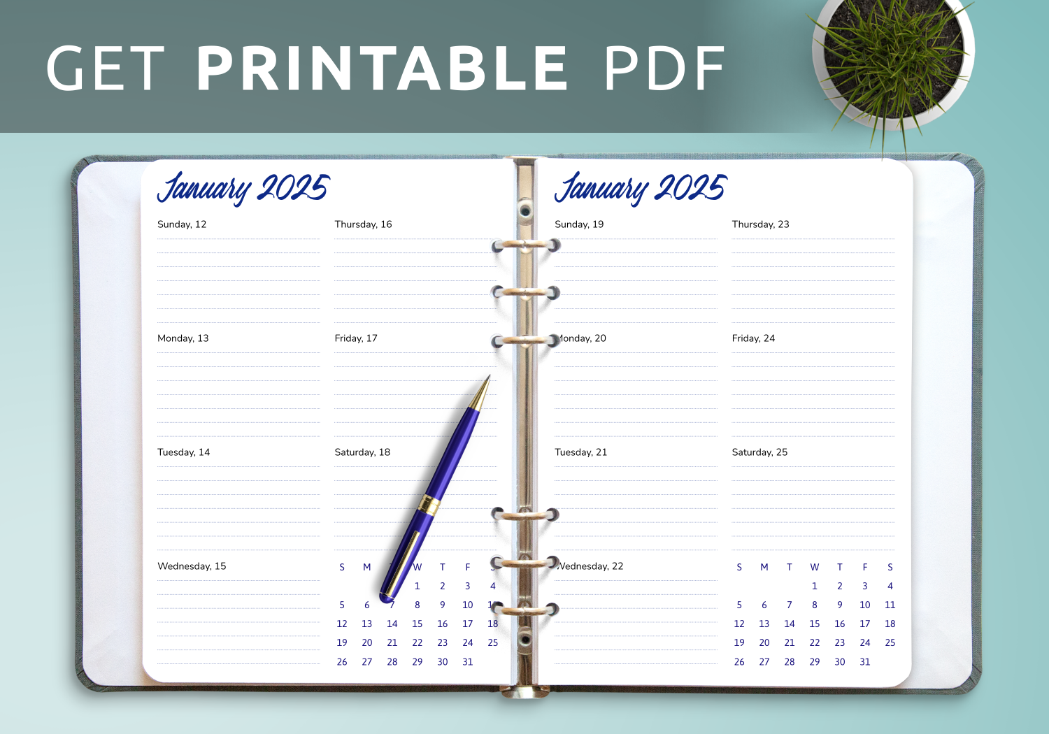 Download Printable Weekly Calendar Template PDF