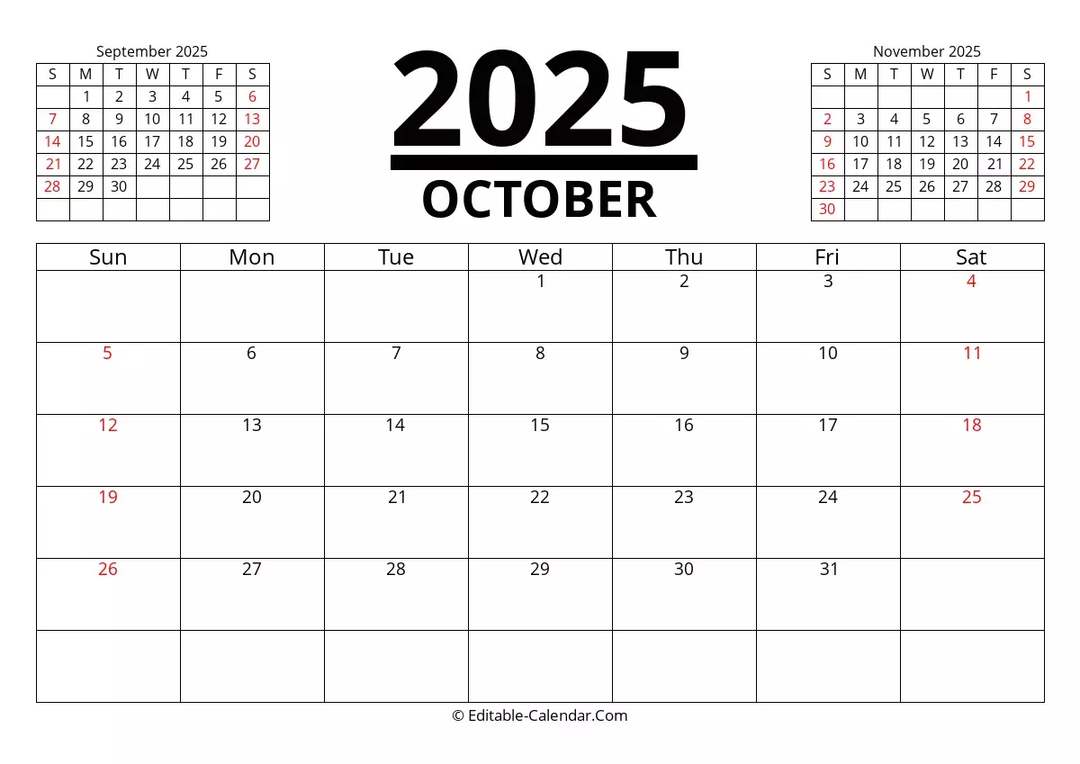 Printable Academic Calendar For Oct 2025