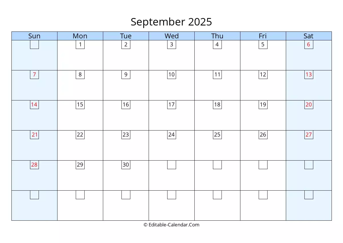 Editable Calendar September 2025 In Excel Word PDF Editable Calendar September 2025 In Excel Word PDF