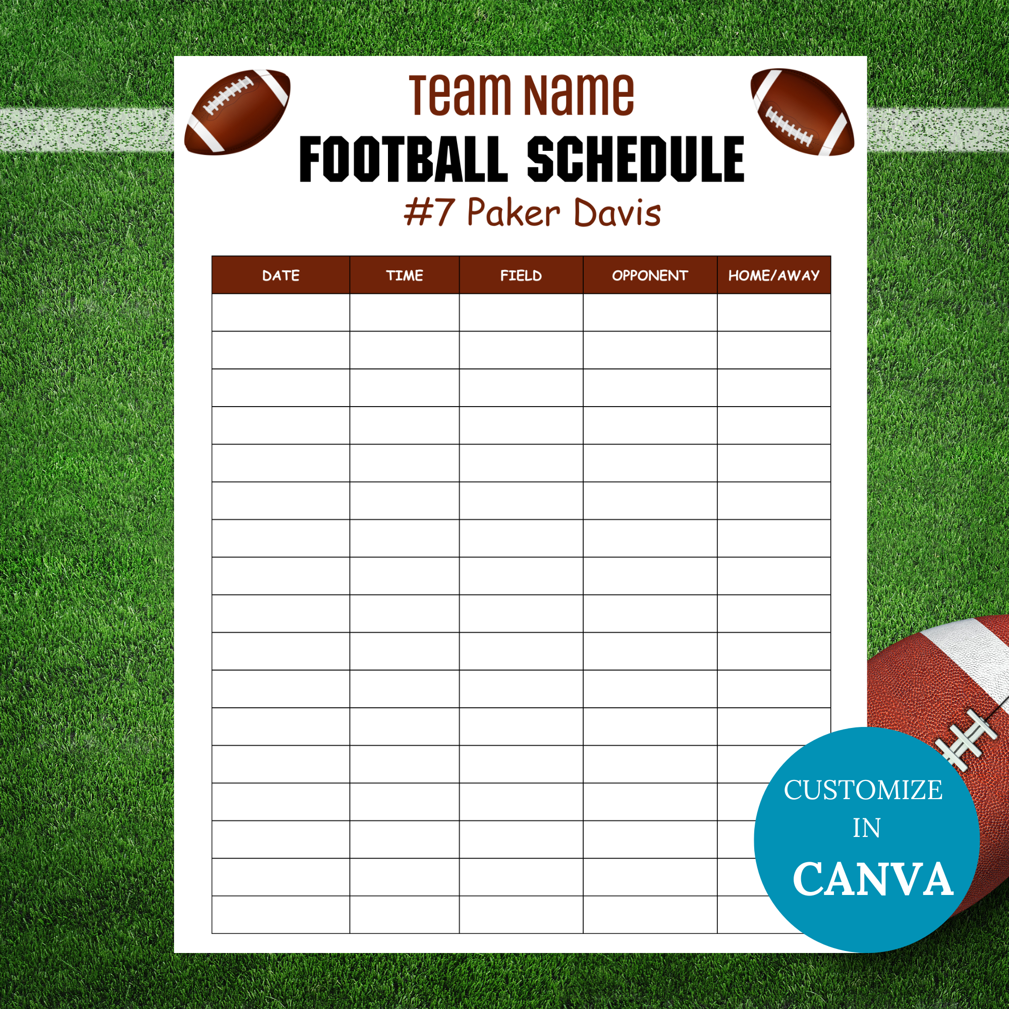 Printable Customizable Football Calendars