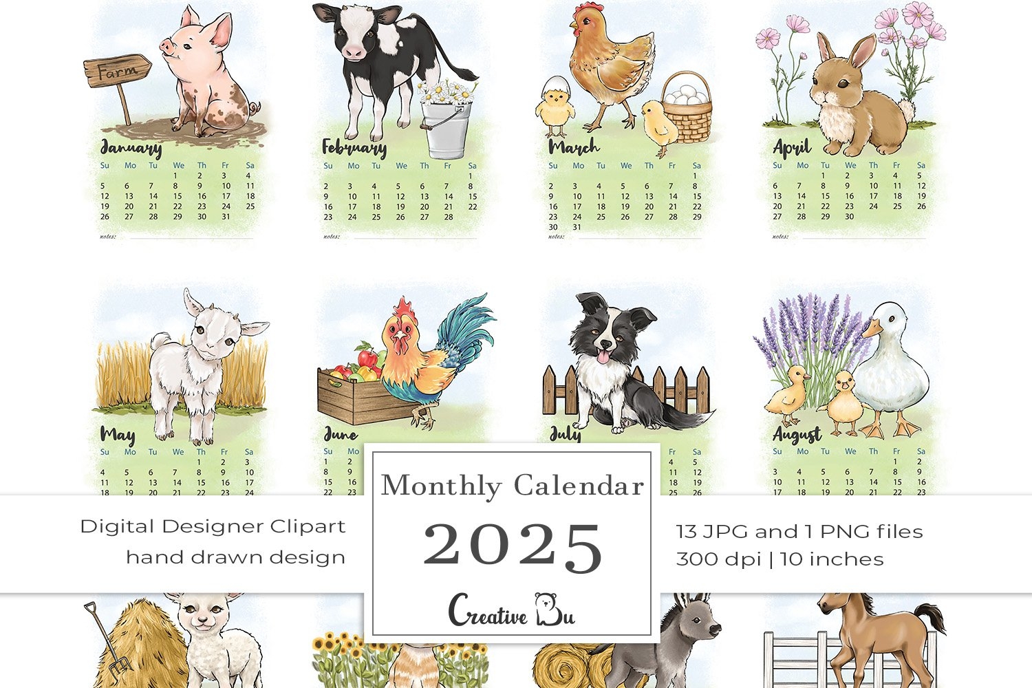 Free Printable Animal Calendar 2025