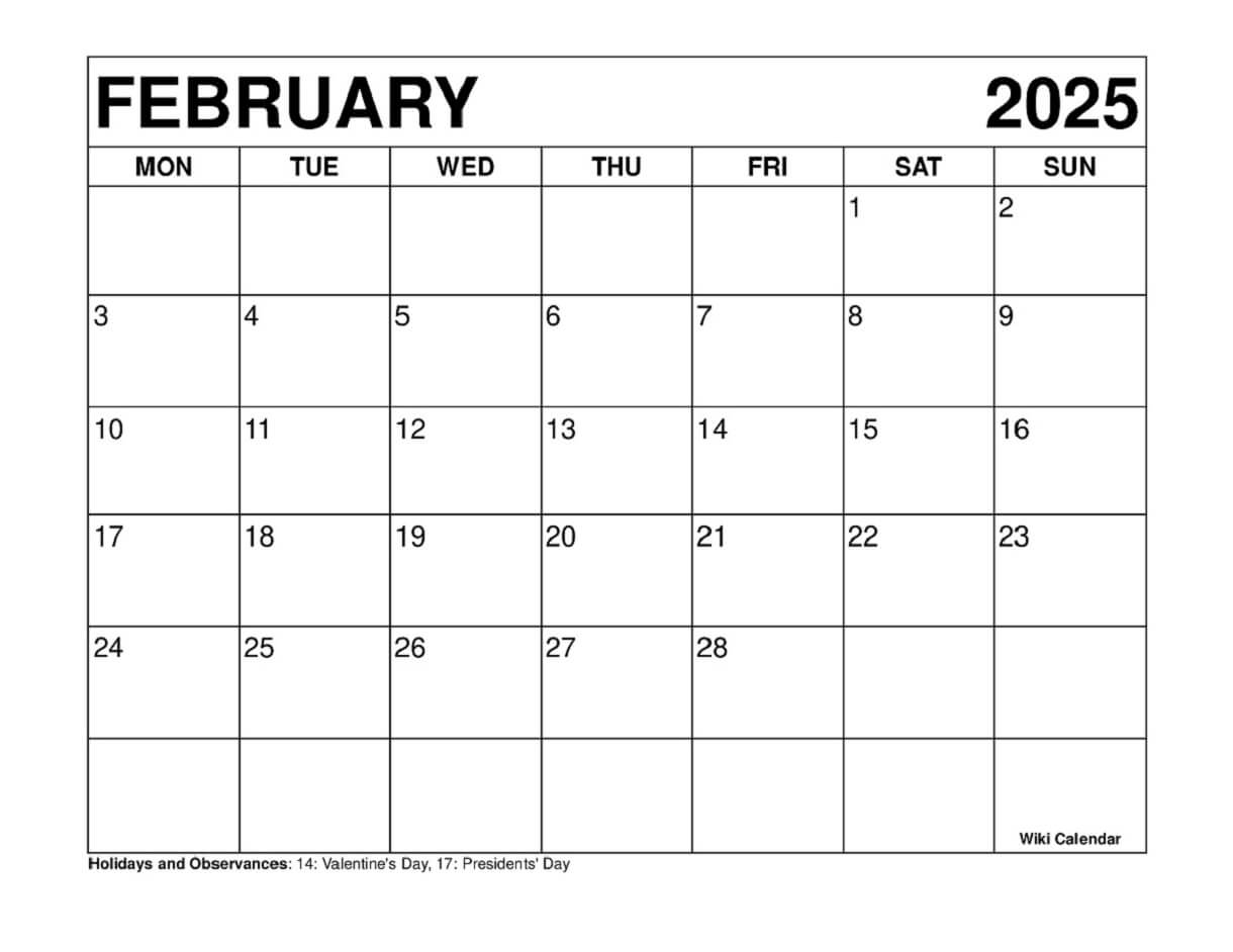 February 2025 Calendar Printable Templates More