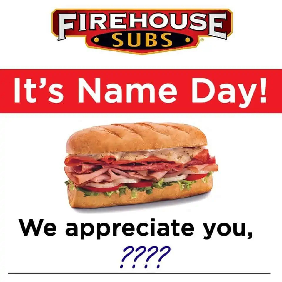 Final Day Name Of The Day Gets Free Sub At Firehouse Subs What Are Today s Names Mile High On The Cheap