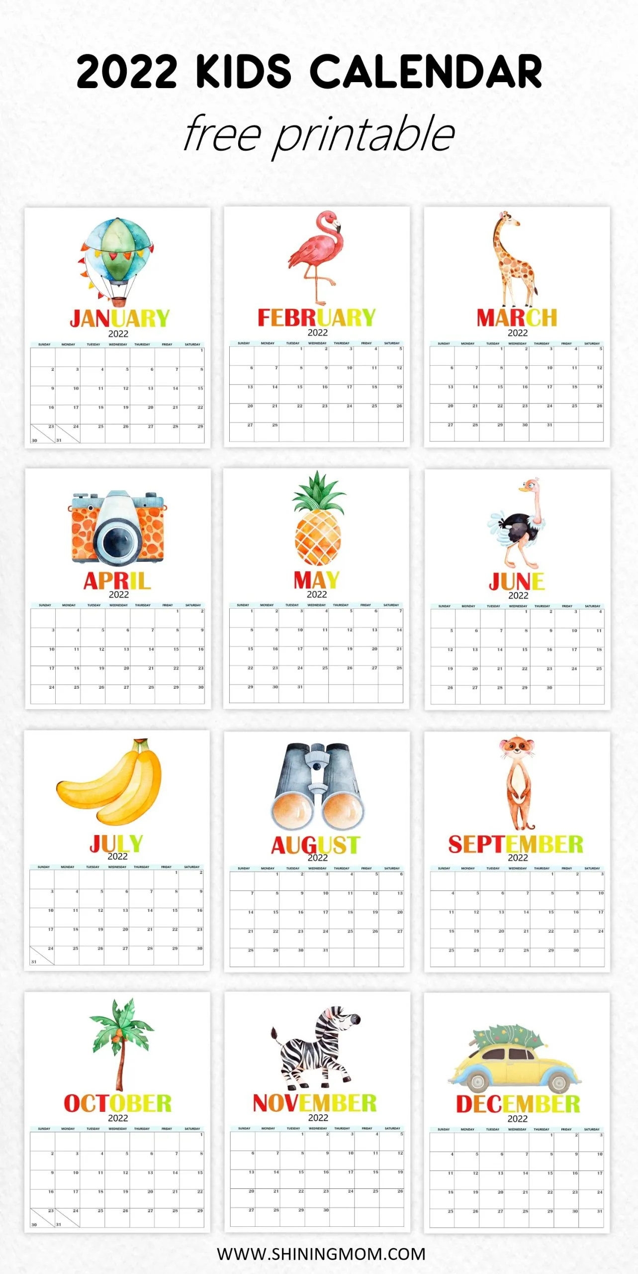 Calendar Template Kids Free Printable