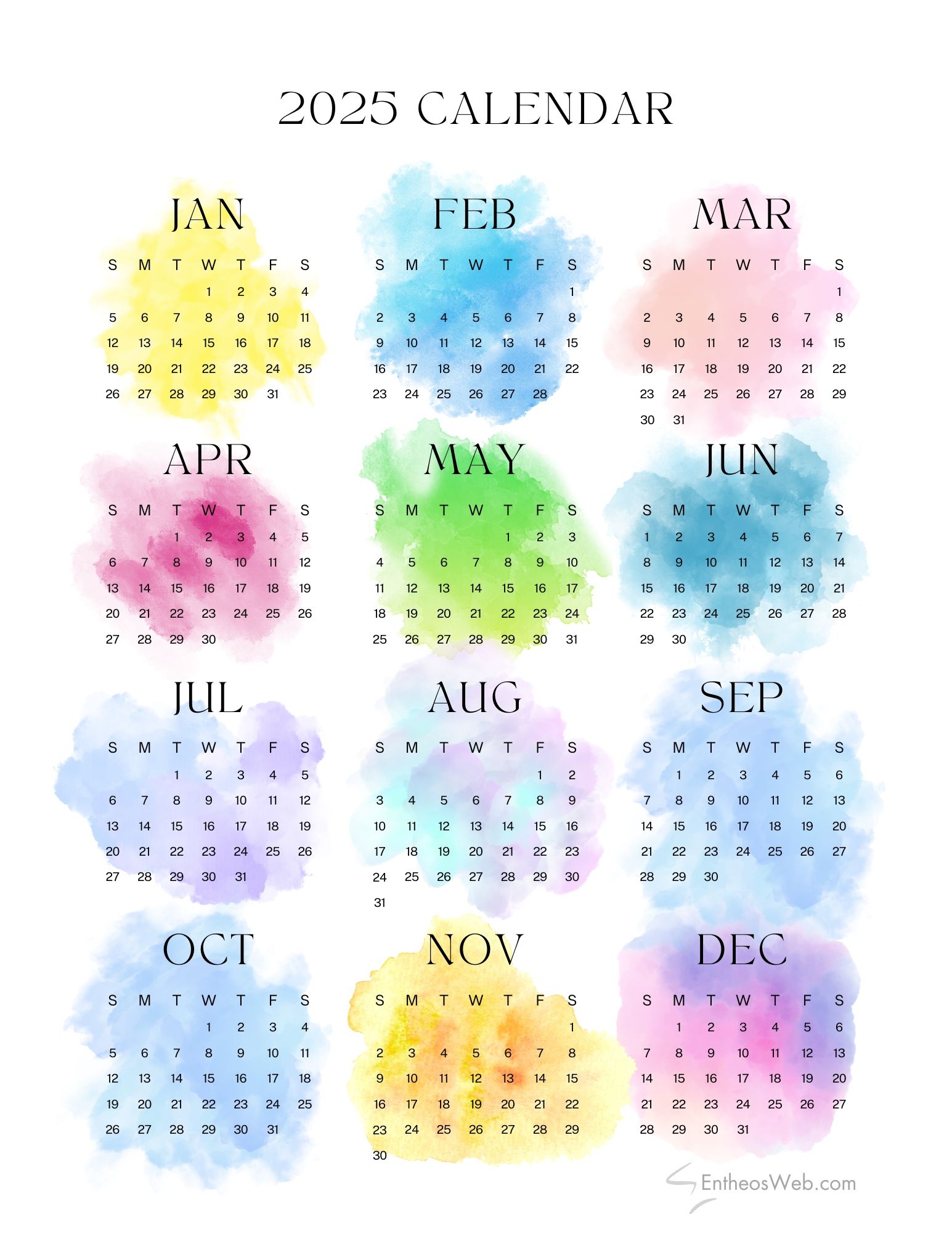 Printable Online Yearly Calendar