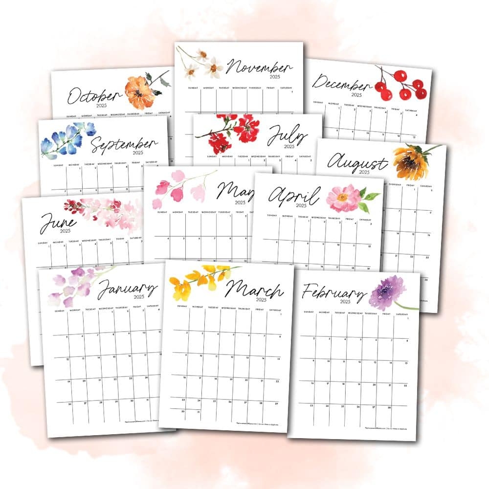 2025 Landscape Calendar Printable