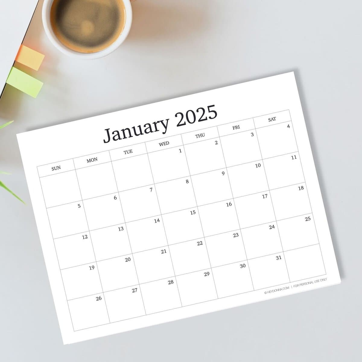 Free 2025 Printable January Monthly Calendar Hey Donna Free 2025 Printable January Monthly Calendar Hey Donna