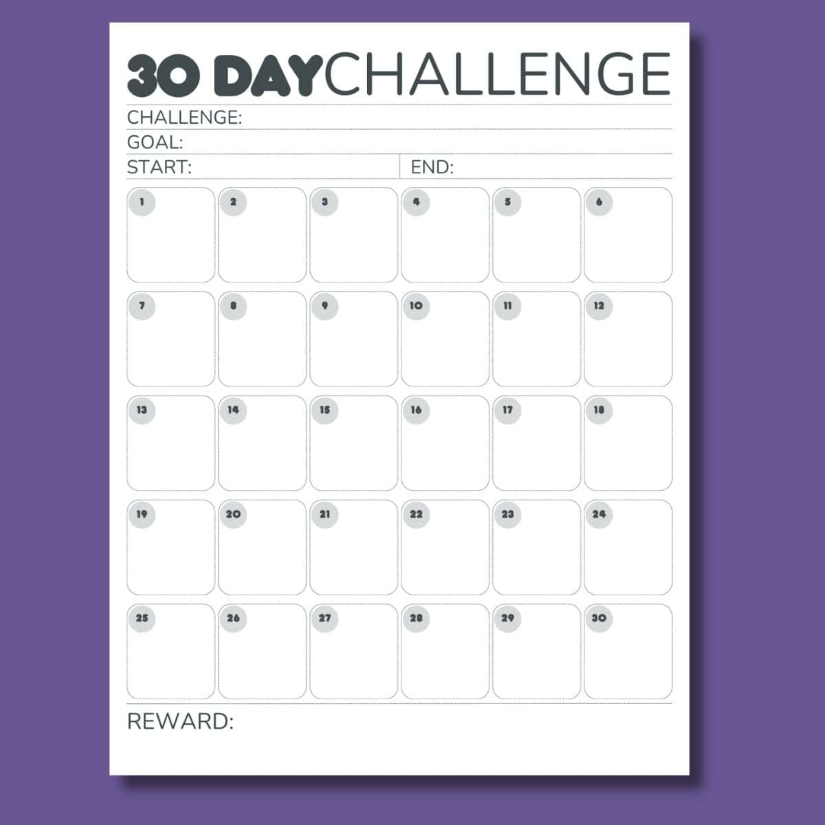 Free Printable 30 Day Workout Calendar