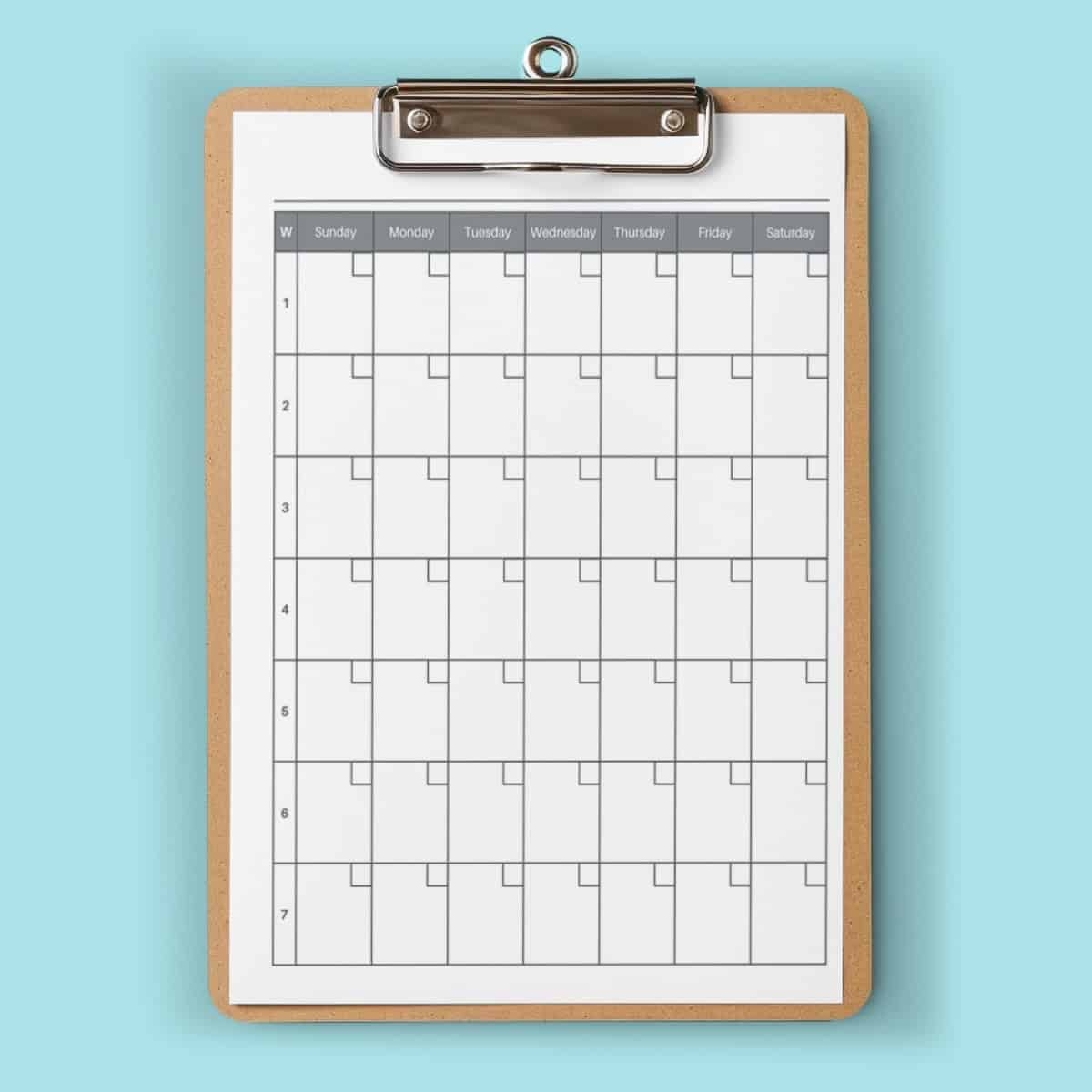 7 X 9 Printable Calendar